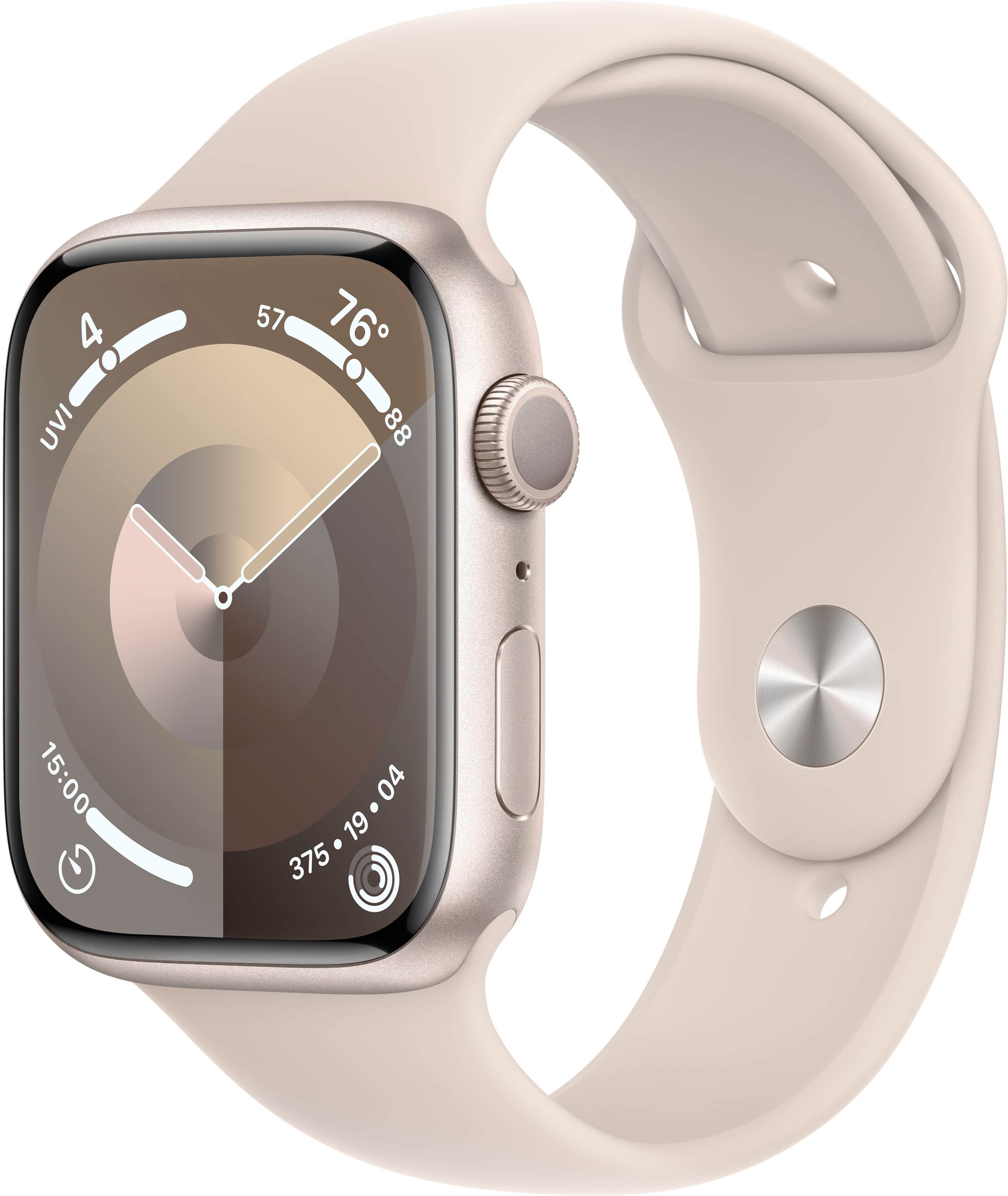 Apple GS Cert Refurb Watch Series 9 (GPS) 45mm Starlight Aluminum Case with Starlight Sport Band with Blood Oxygen - M/L - S…