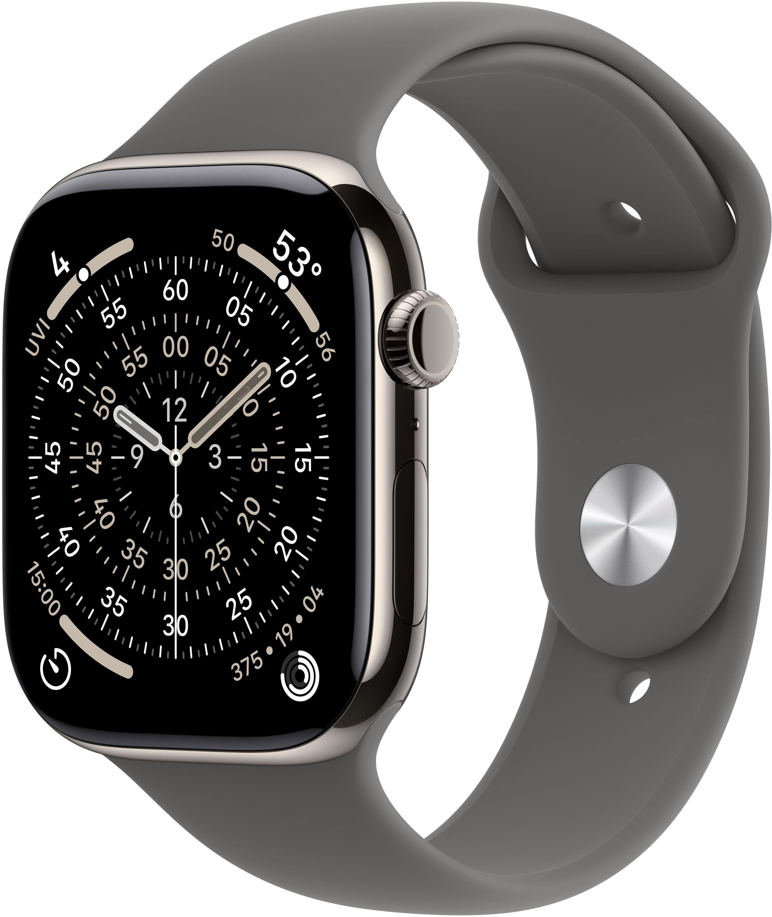 Apple Watch Series 11 (GPS+Cellular) 42mm Titanium Case with Stone Gray Sport Band - S/M - Natural (AT&T) - (2025) product i…