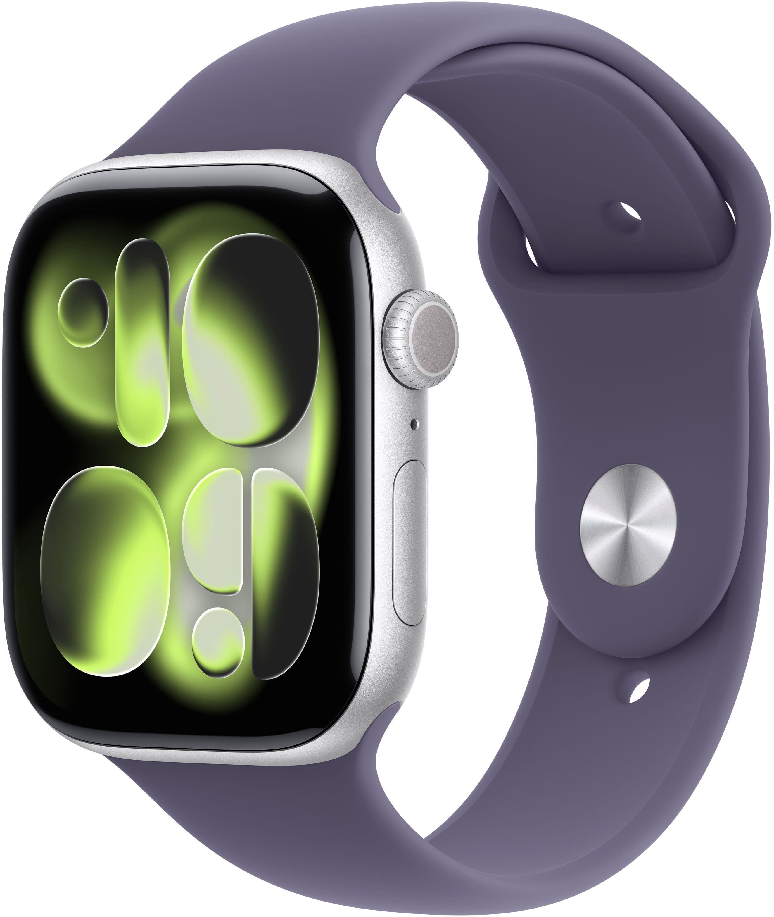 Apple Watch Series 11 (GPS+Cellular) 46mm Aluminum Case with Purple Fog Sport Band - M/L - Silver (AT&T) - (2025) product im…