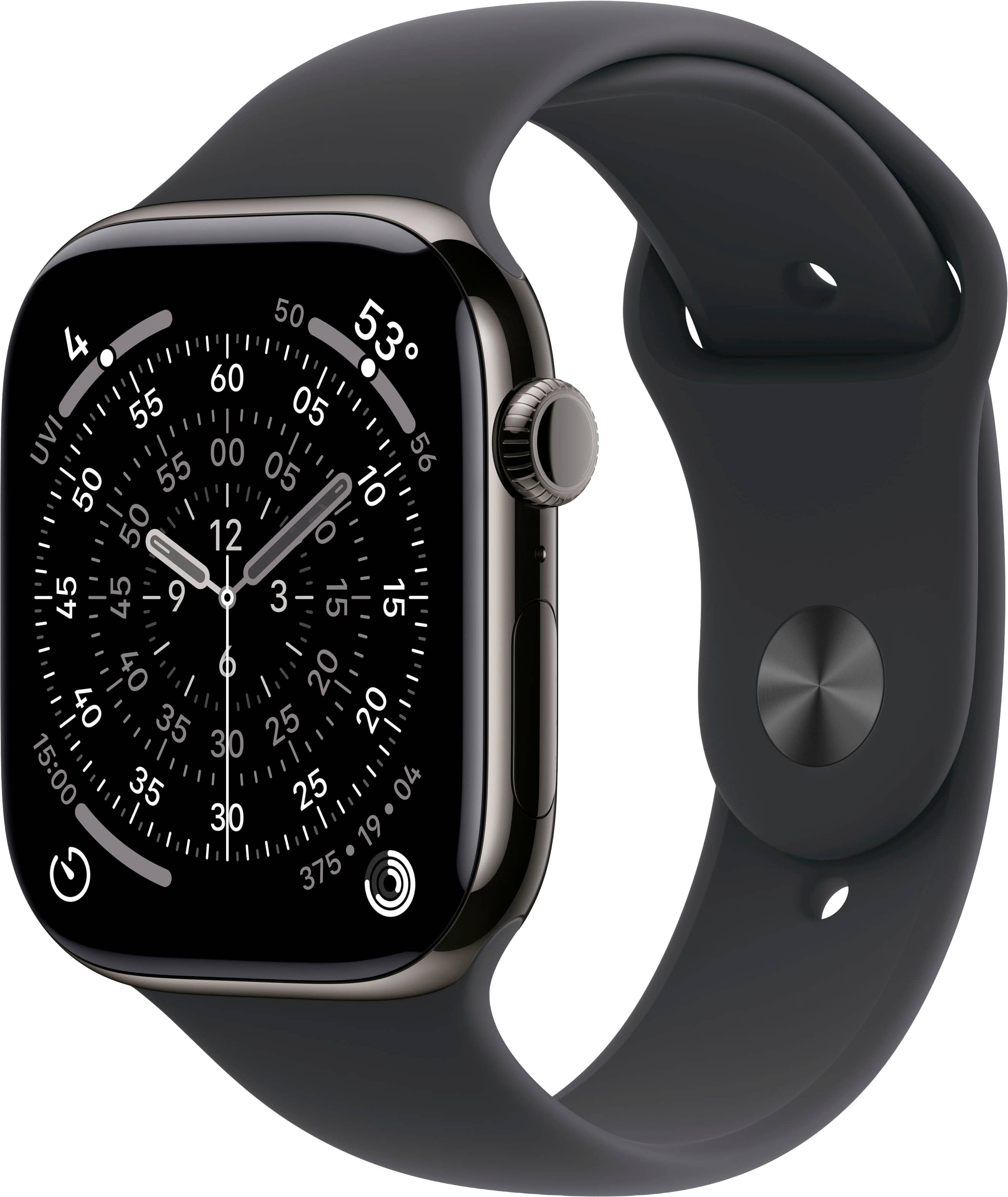 Apple Watch Series 11 (GPS+Cellular) 46mm Titanium Case with Black Sport Band - M/L - Slate (AT&T) - (2025) product image