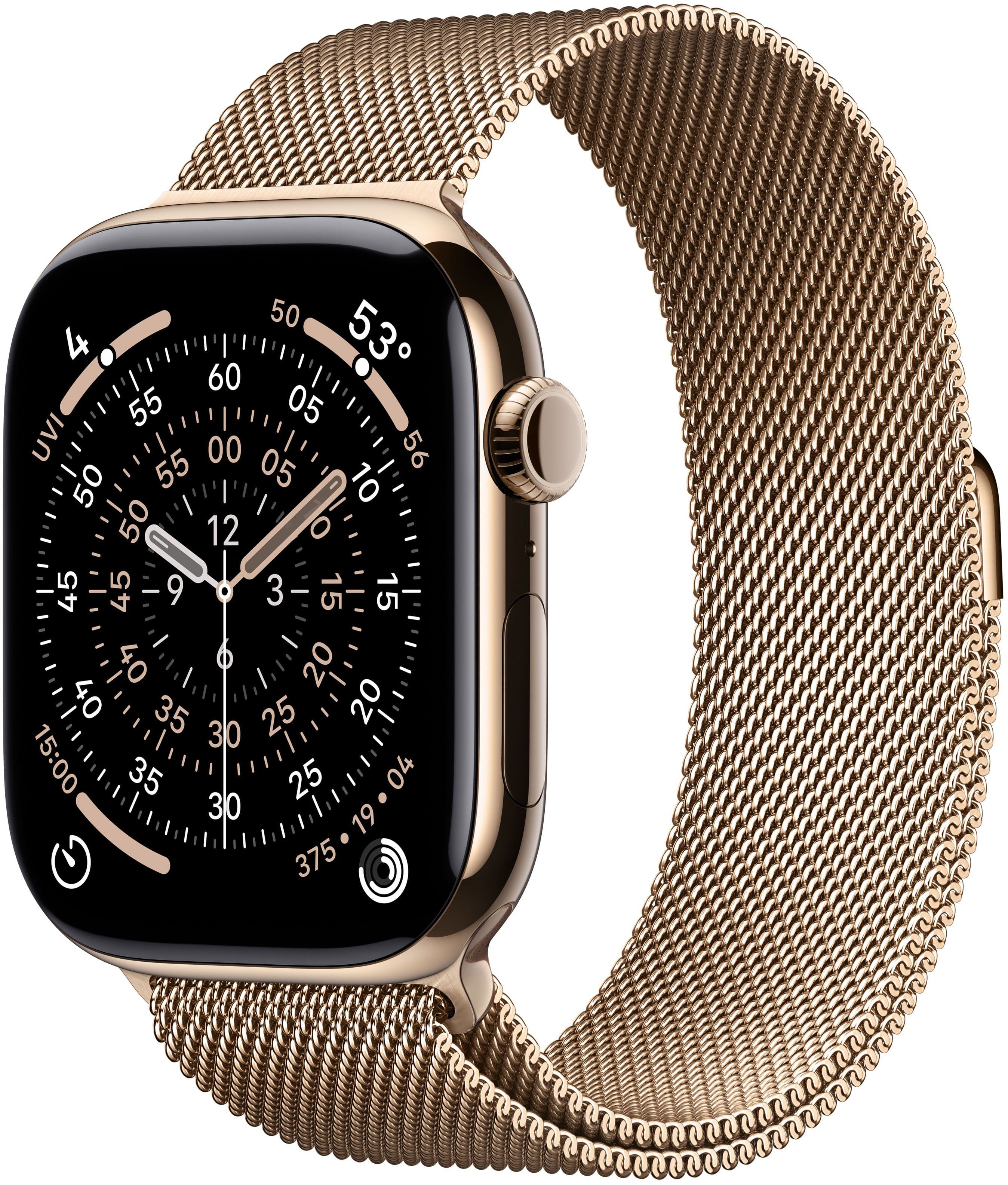 Apple Watch Series 11 (GPS+Cellular) 46mm Titanium Case with Gold Milanese Loop - M/L - Gold (AT&T) - (2025) product image