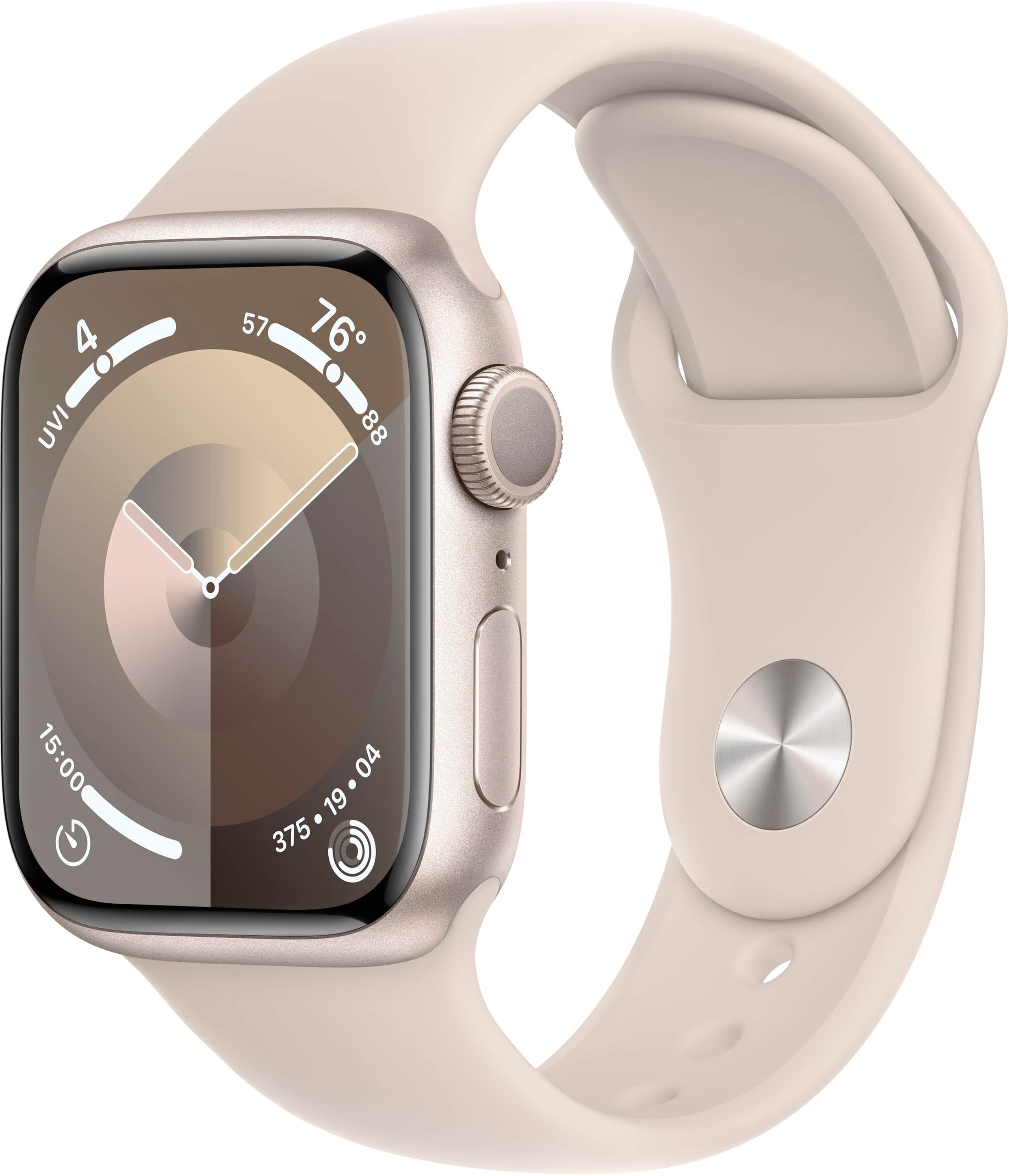 Apple Watch Series 9 (GPS) 41mm Starlight Aluminum Case with Starlight Sport Band with Blood Oxygen - M/L - Starlight - (202…