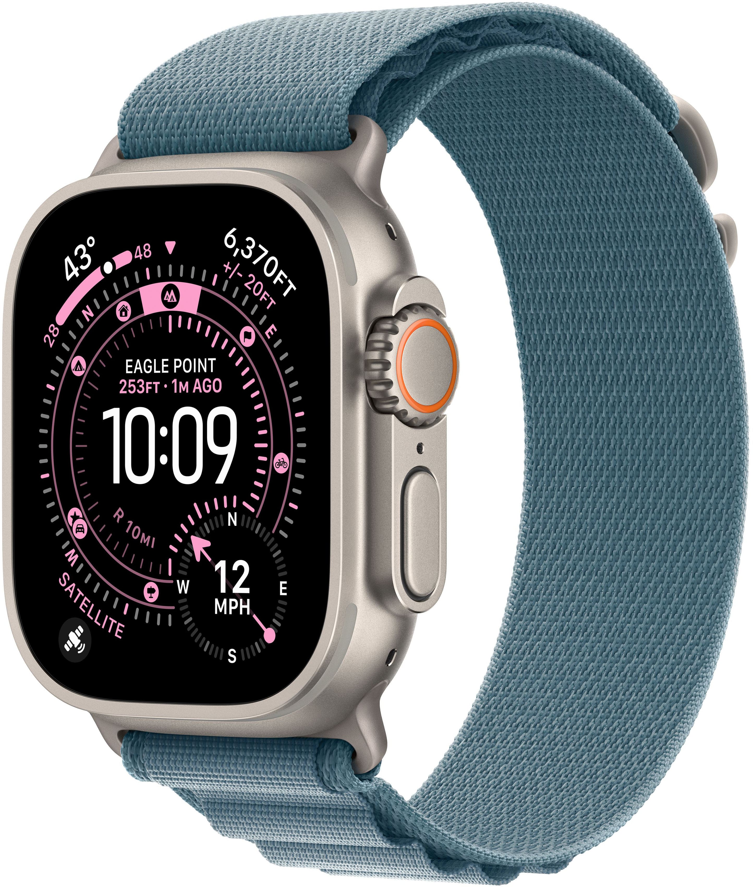 Apple Watch Ultra 3 (GPS+Cellular) 49mm Titanium Case with Light Blue Alpine Loop - Large - Natural - (2025) product image