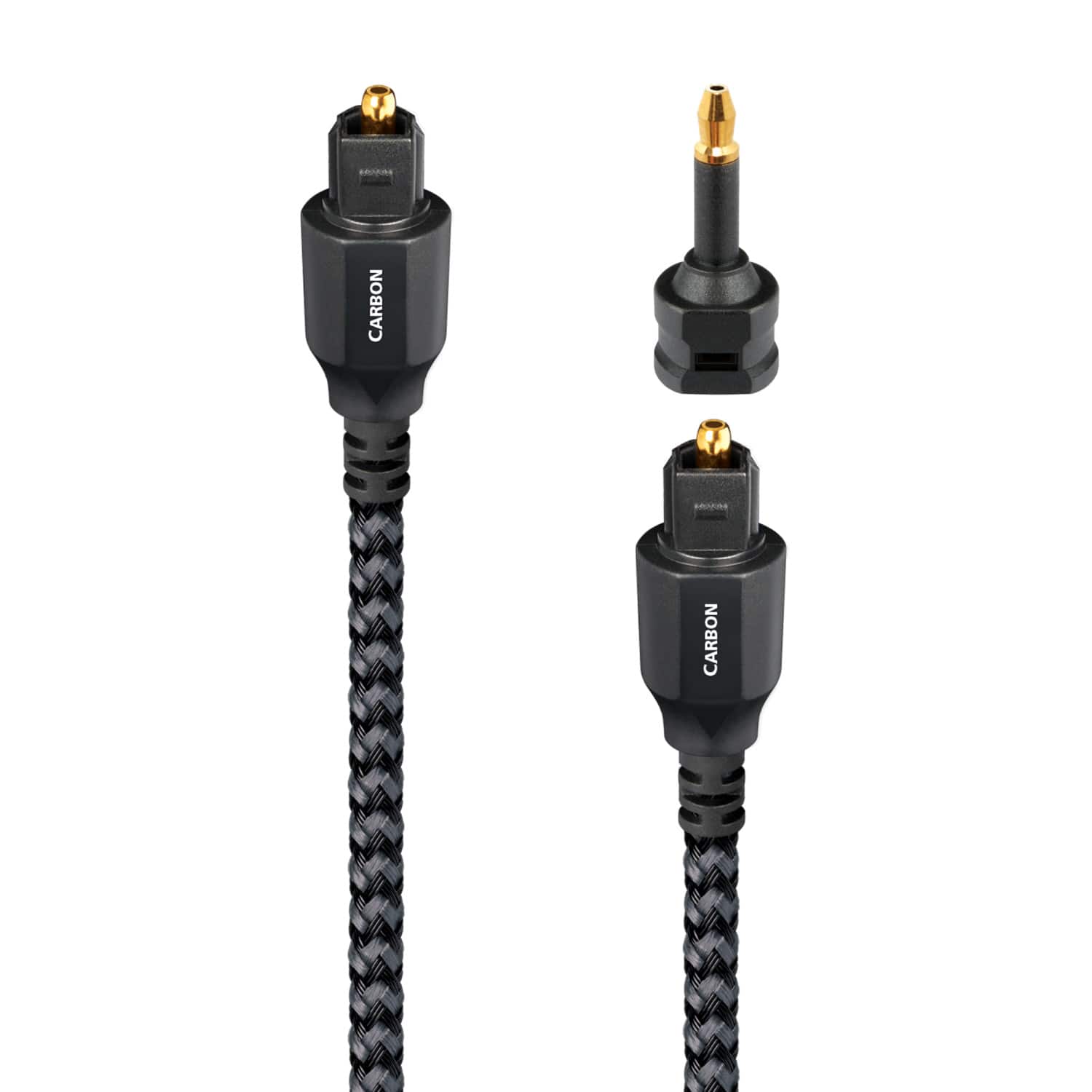 AudioQuest - Carbon Optical 2.5' Digital Toslink Fiber-Optic Cable + Mini-Adaptor with Toslink to Toslink Connectors - Gray…