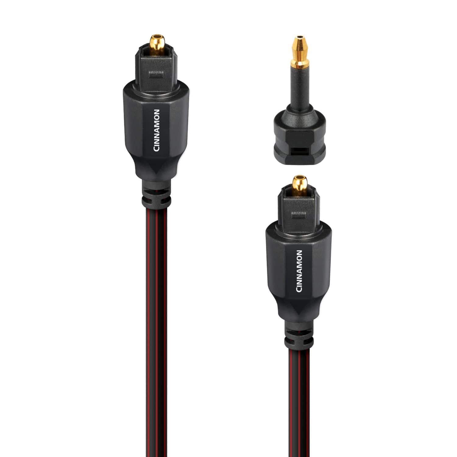 AudioQuest - Cinnamon Optical 39.4' Digital Toslink Fiber-Optic Cable + Mini-Adaptor with Toslink to Toslink Connectors - Bl…
