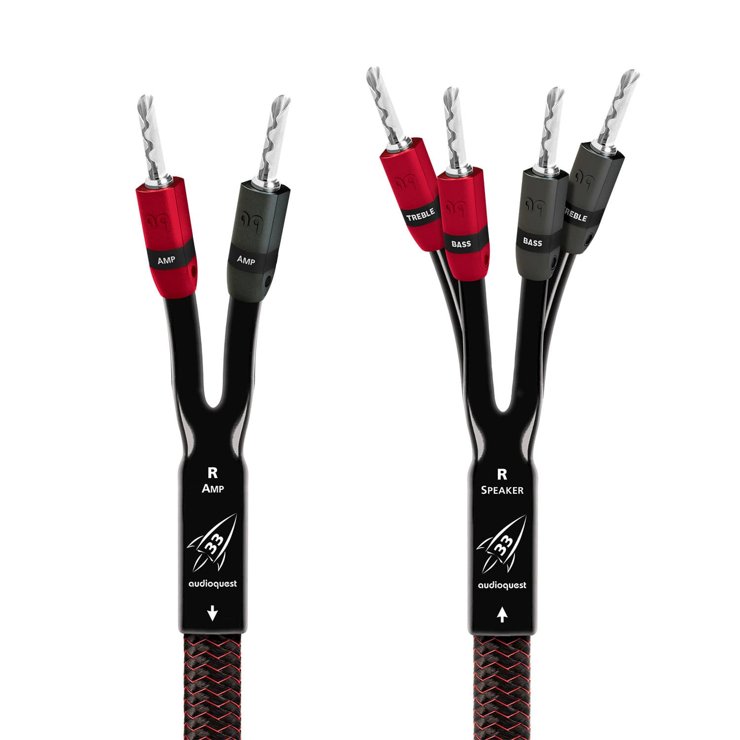 AudioQuest - Rocket 33 10' Speaker Cable with Banana > Banana SureGrip 300 Connectors - Red on Black product image