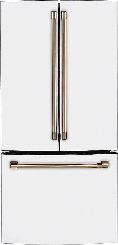 Café - 18 Cu. Ft. French Door Counter-Depth Smart Refrigerator with Automatic Door Stop and Contoured Doors - Matte White pr…