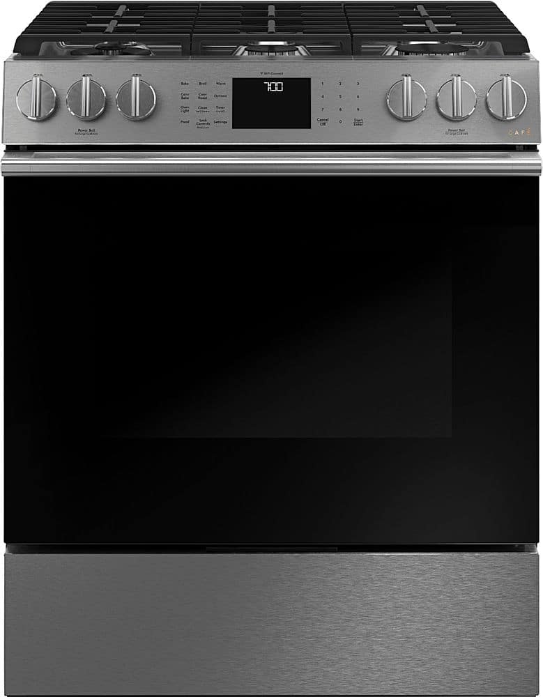 Café - 5.6 Cu. Ft. Slide-In Gas Convection Range with Modern Glass, Customizable - Platinum Glass product image