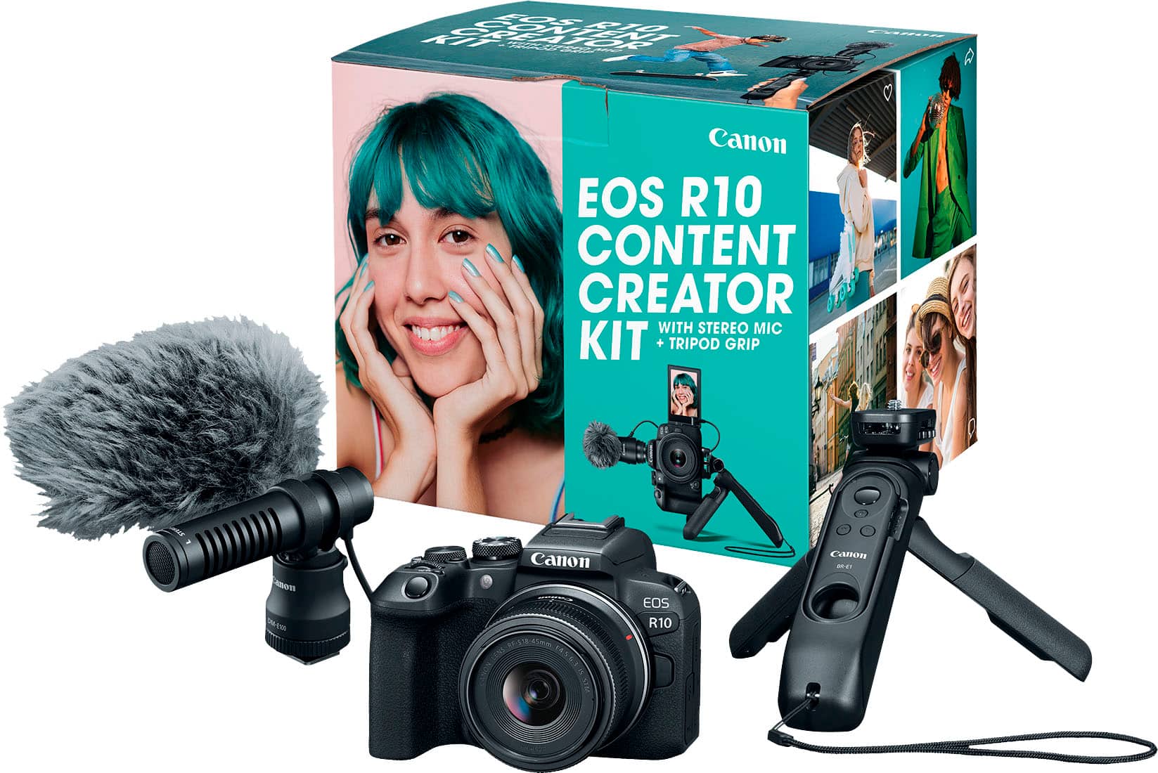 Canon - EOS R10 Mirrorless Camera with RF-S18-45 f/4.5-6.3 IS STM Lens Content Creator Kit - Black product image
