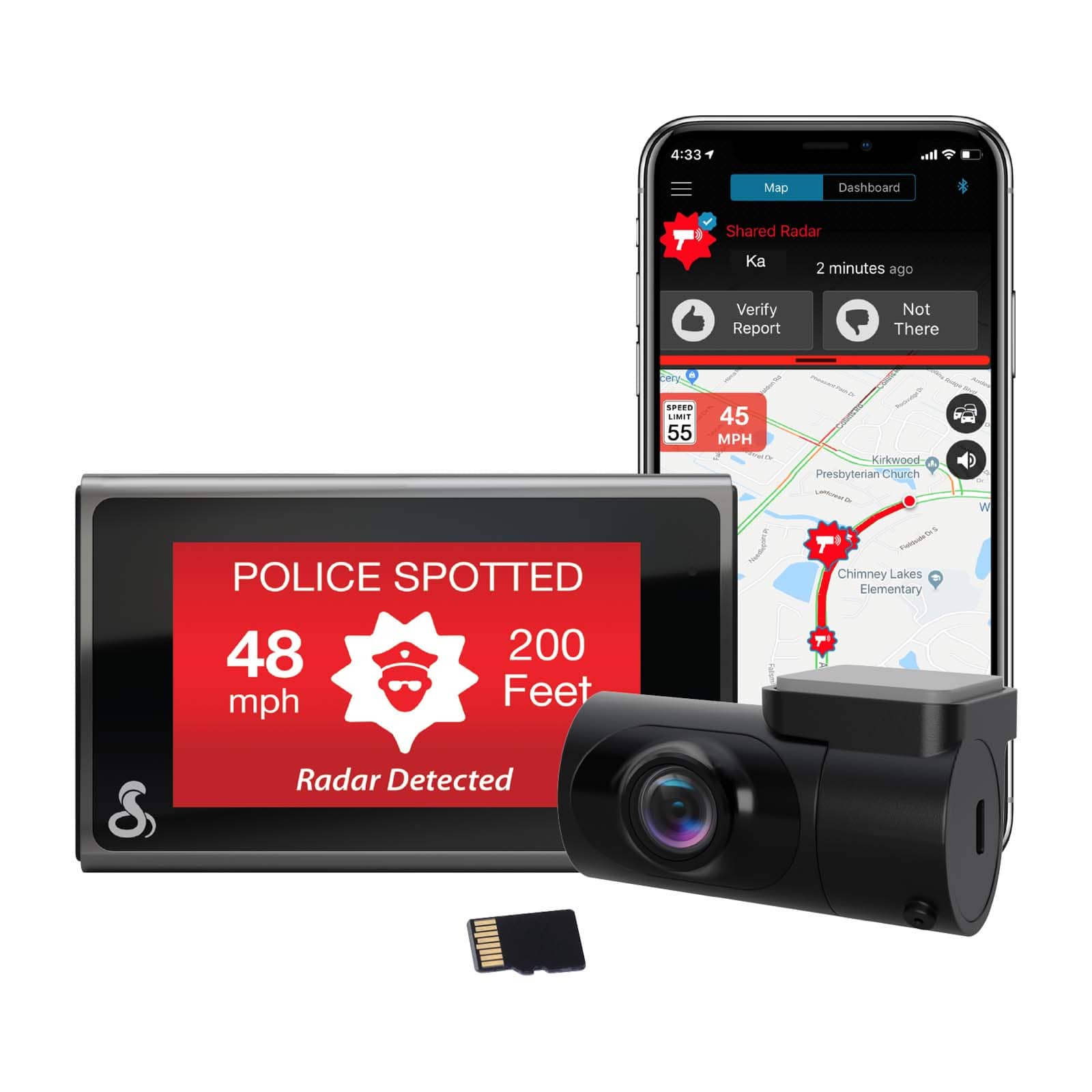 Cobra - SC 400D Dual-View Smart Dash Cam with Rear-View Accessory Camera, works with Apple CarPlay/Android Auto - Black/Silv…