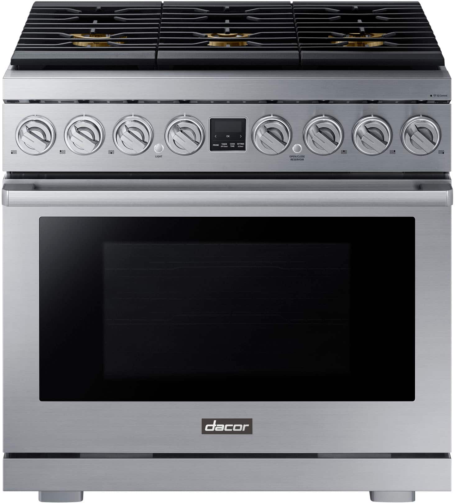 Dacor - Transitional 6.3 Cu. Ft. Freestanding Dual Fuel Four-Part Pure Convection Pro-Range with GreenClean and Steam Assist…