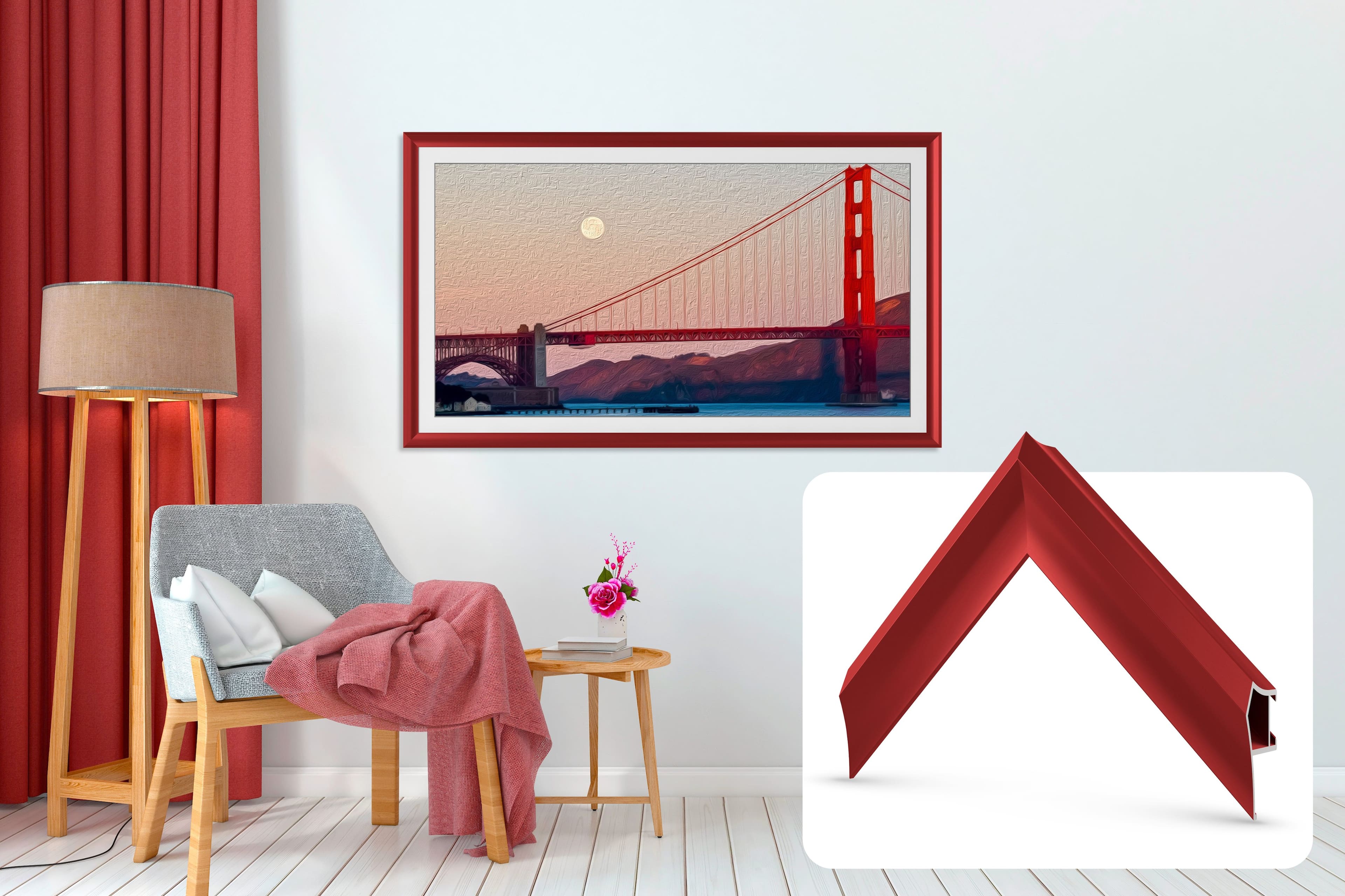 Deco TV Frames - Alloy Prismatic Bezel for Samsung The Frame TV - 65" - Candy Apple Red product image