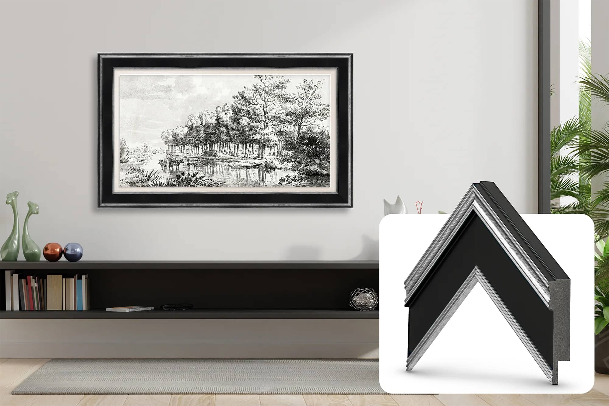 Deco TV Frames - Premiere Bezel for Samsung the Frame TV - 32" - Antique Silver & Black product image