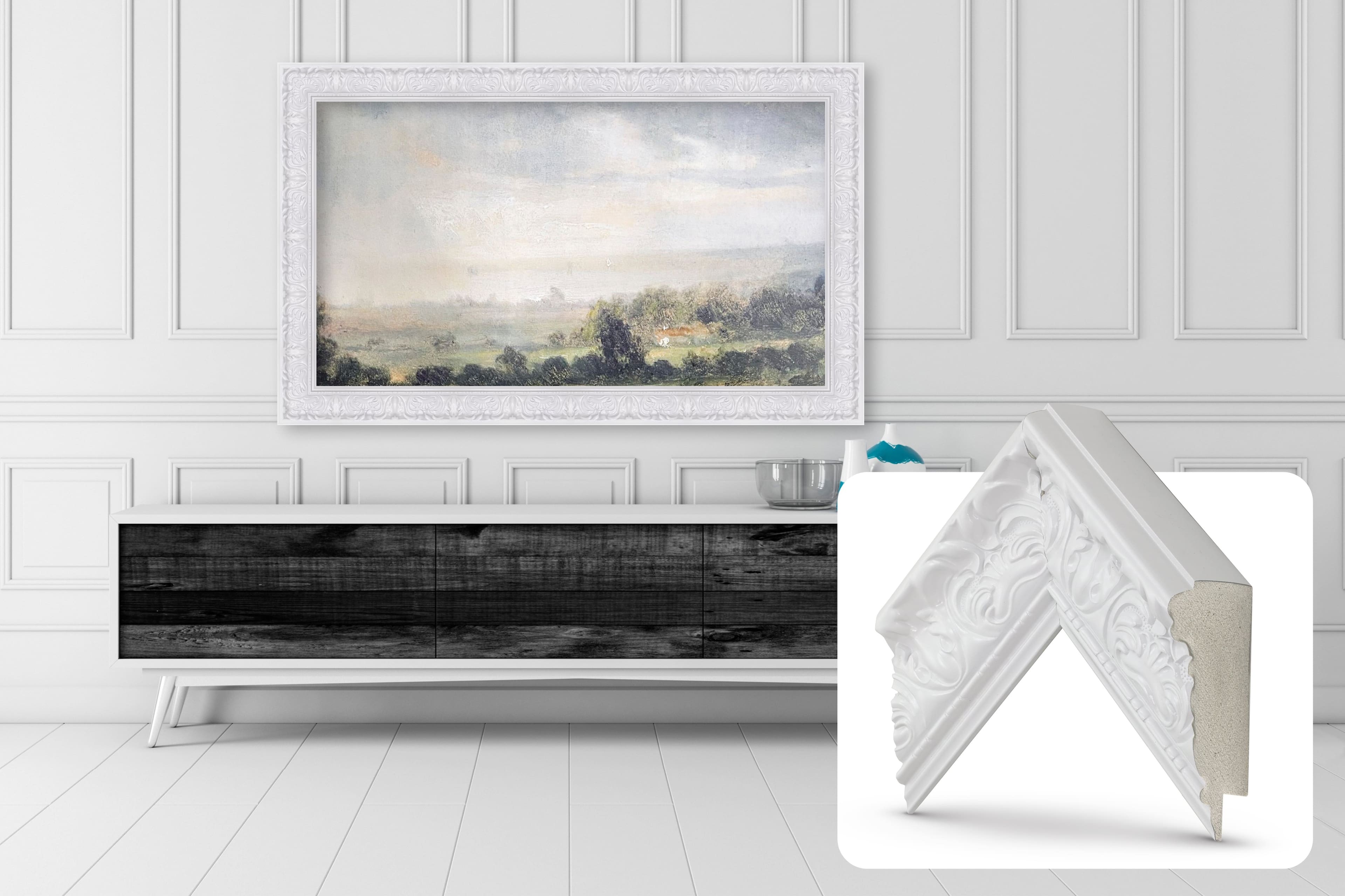Deco TV Frames - Premiere Bezel for Samsung the Frame TV - 55" - Tuscan Gloss White product image