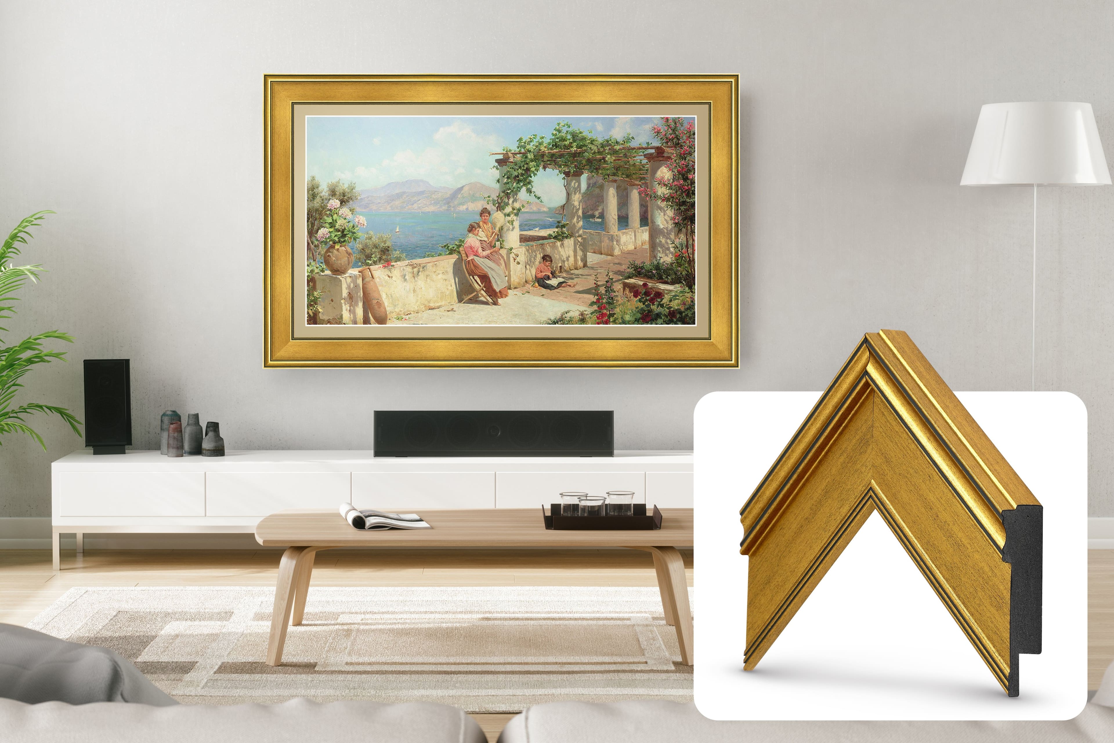 Deco TV Frames - Premiere Bezel for Samsung the Frame TV - 65" - Antique Gold product image