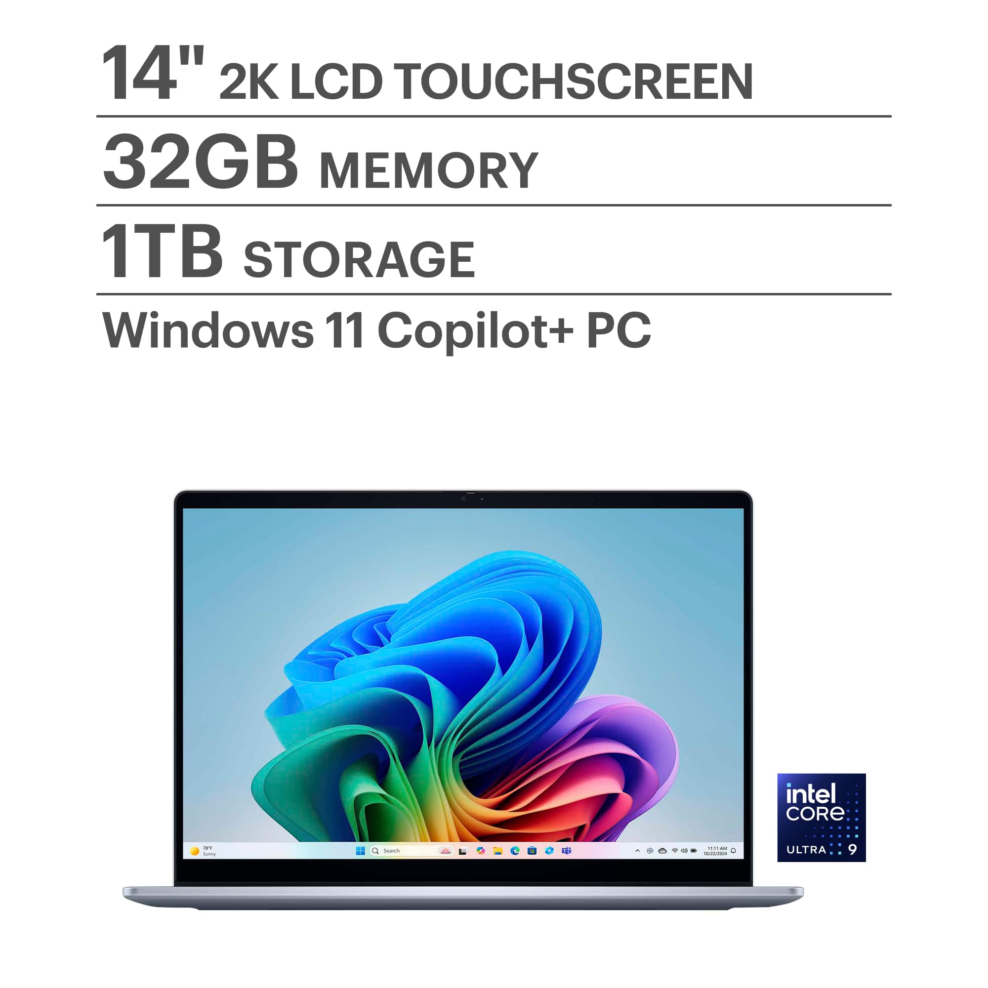 Dell - Plus - Copilot+ PC - 14" 2K 2-in-1 Touchscreen Laptop - Intel Core Ultra 9 288V 2024 - 32GB Memory - 1TB Storage - Ic…