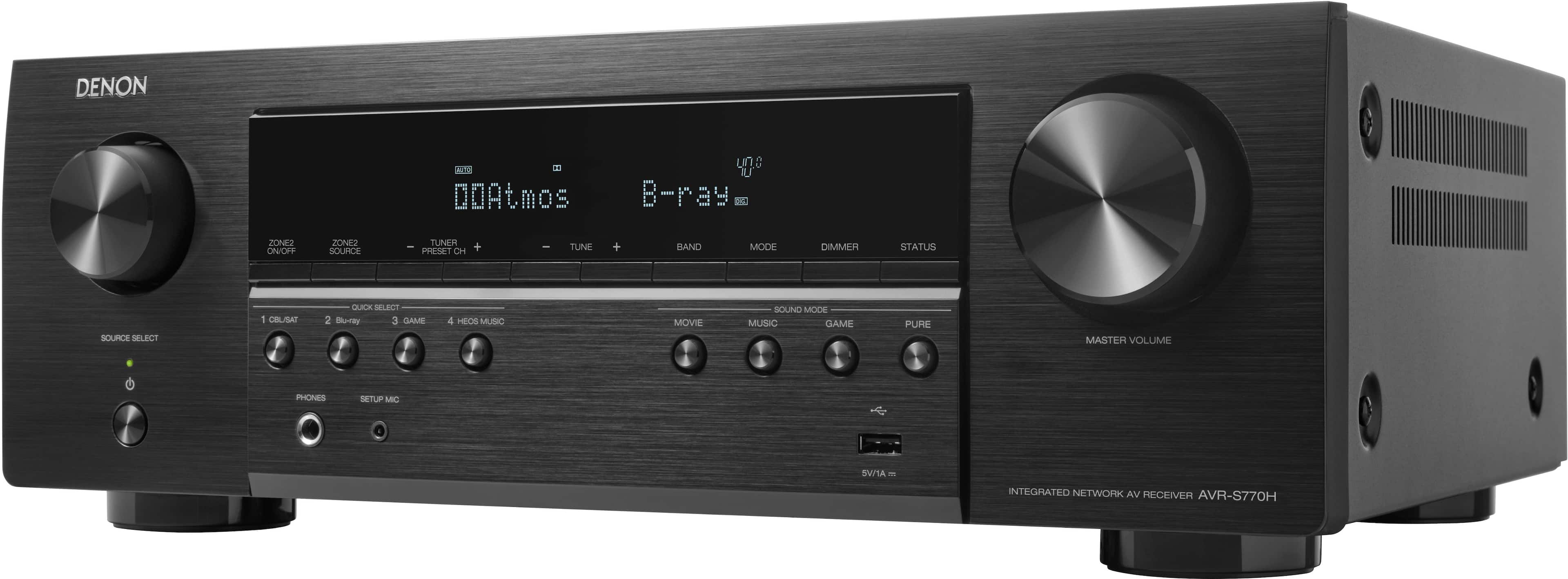 Denon - AVR-S770H (75W X 7) 7.2-Ch. with HEOS and Dolby Atmos 8K Ultra HD HDR Compatible AV Home Theater Receiver with Alexa…