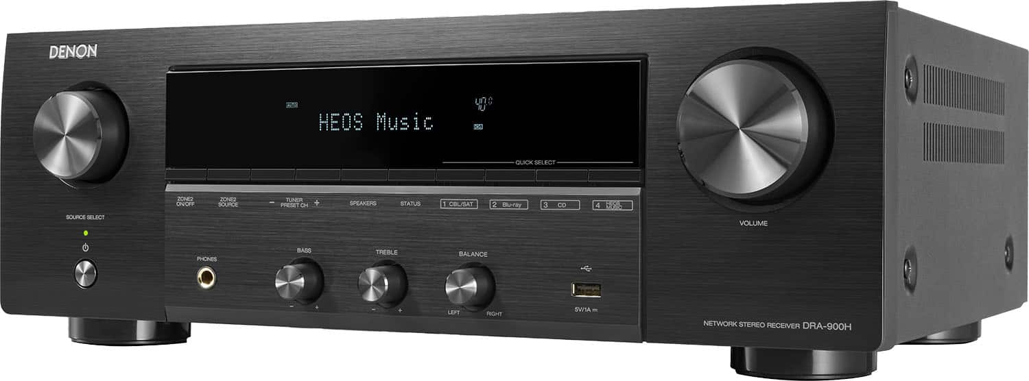 Denon - DRA-900H 100W 2.2-Ch. Bluetooth Capable with HEOS 8K Ultra HD HDR Compatible Stereo Receiver with Alexa - Black prod…