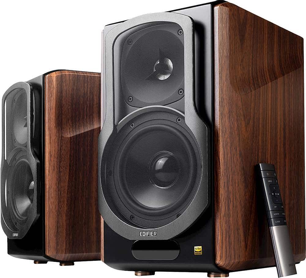 Edifier - S2000MKIII Powered Bluetooth Bookshelf, Computer - 130W Line-in Optical Input - Tri-Amped Studio Monitor 2.0 Speak…