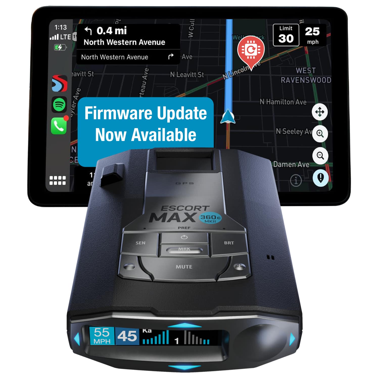 Escort - MAX 360c MKII Radar and Laser Detector, works with Apple CarPlay/Android Auto - Black product image