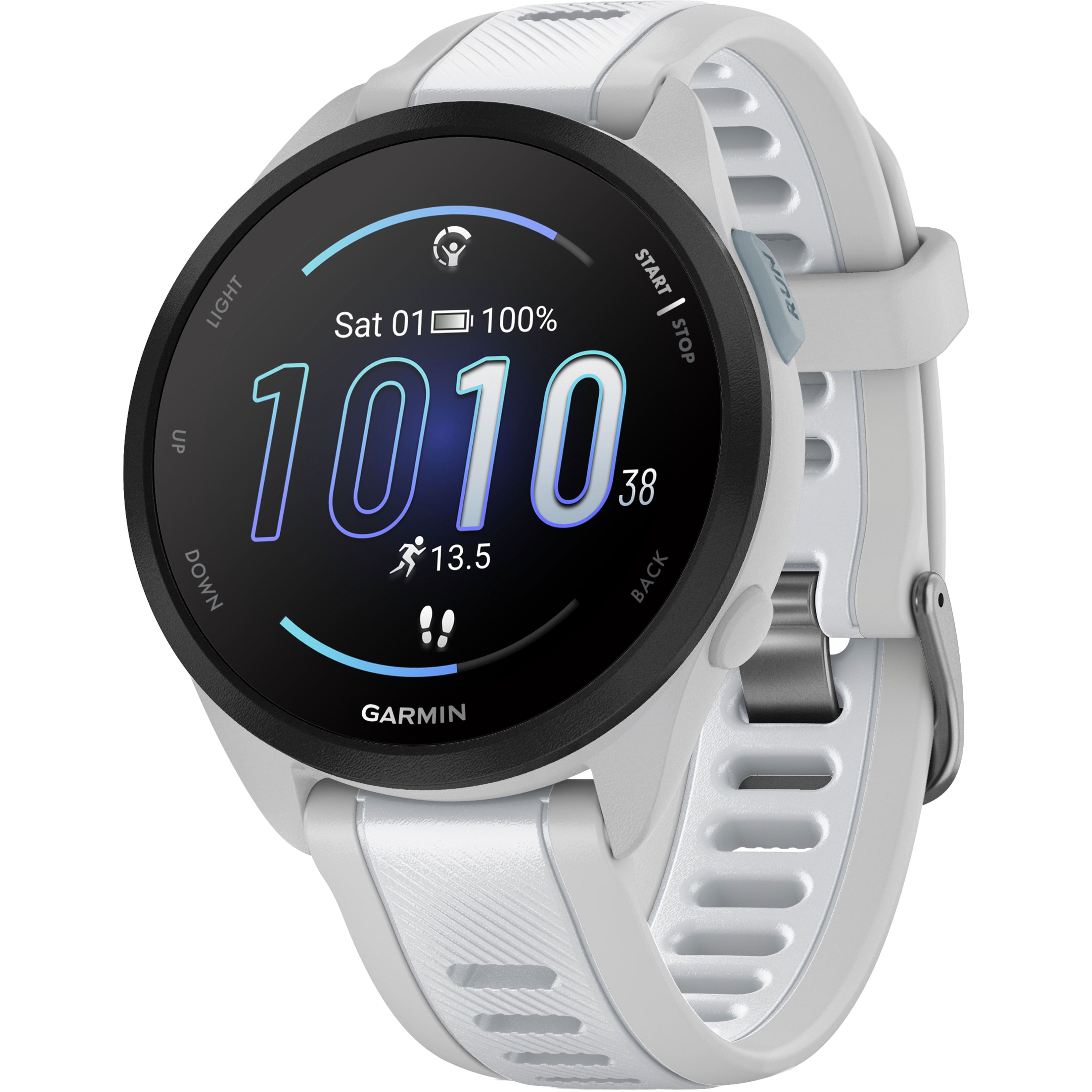 Garmin - Forerunner 165 GPS Smartwatch 43 mm Fiber-Reinforced Polymer - Gray/Whitestone - (2024) product image