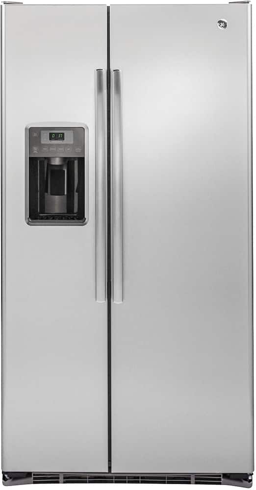GE - 21.9 Cu. Ft. Side-by-Side Counter-Depth Refrigerator with Integrated Shelf Support System - Stainless Steel product ima…