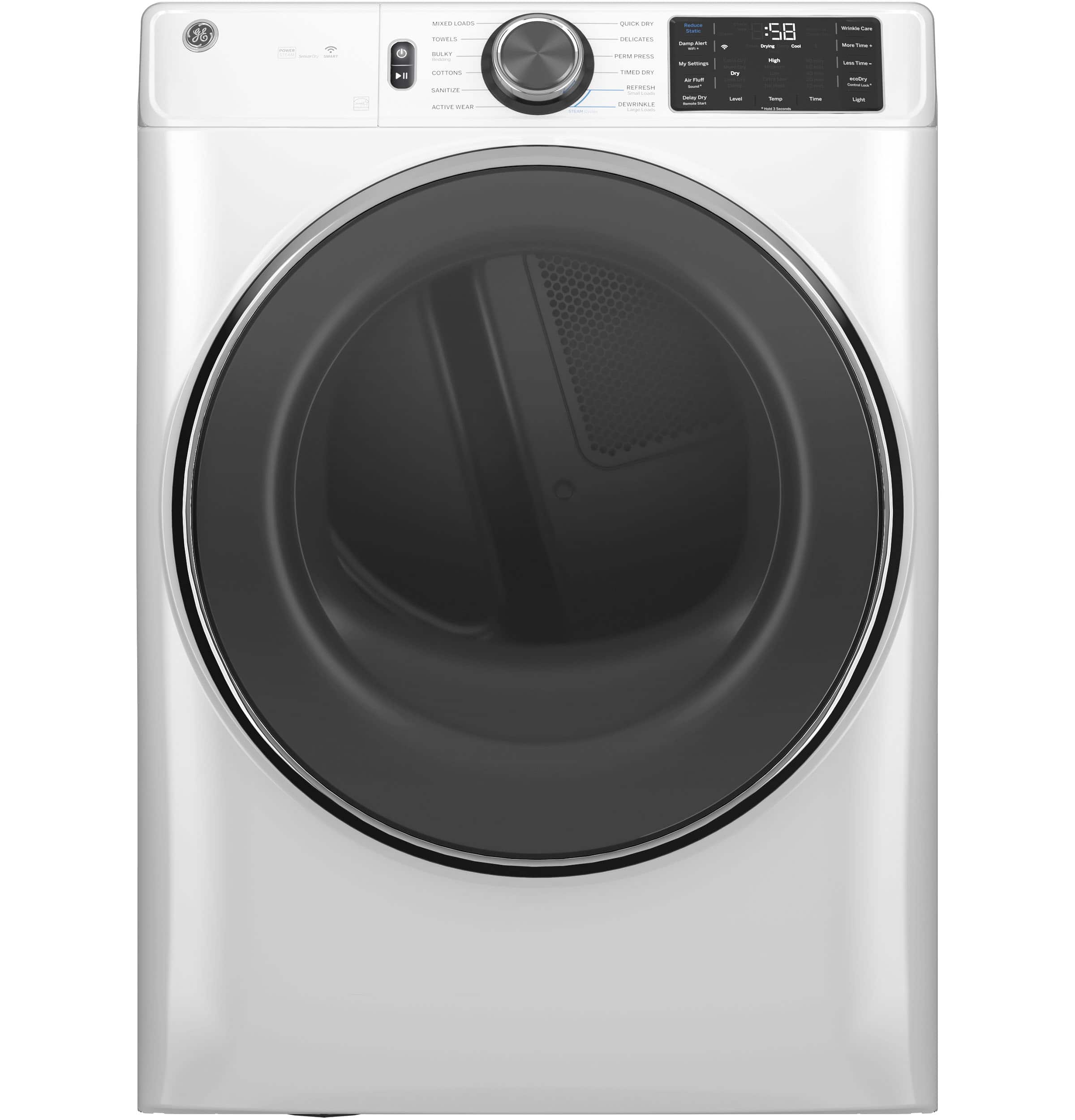 GE - 7.8 Cu. Ft. Stackable Smart Electric Dryer with Steam - White product image