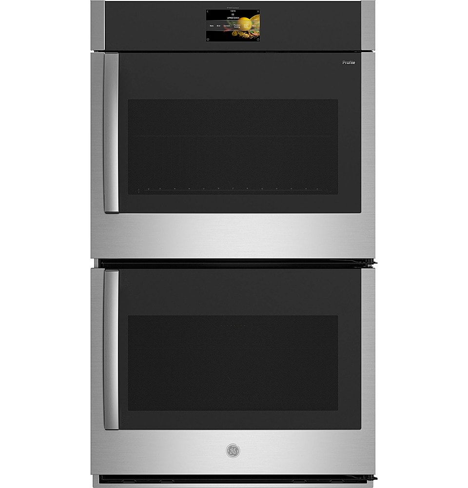 GE Profile - 30" Built-In Double Electric Convection Wall Oven with Right-Hand Side-Swing Door - Stainless Steel product ima…