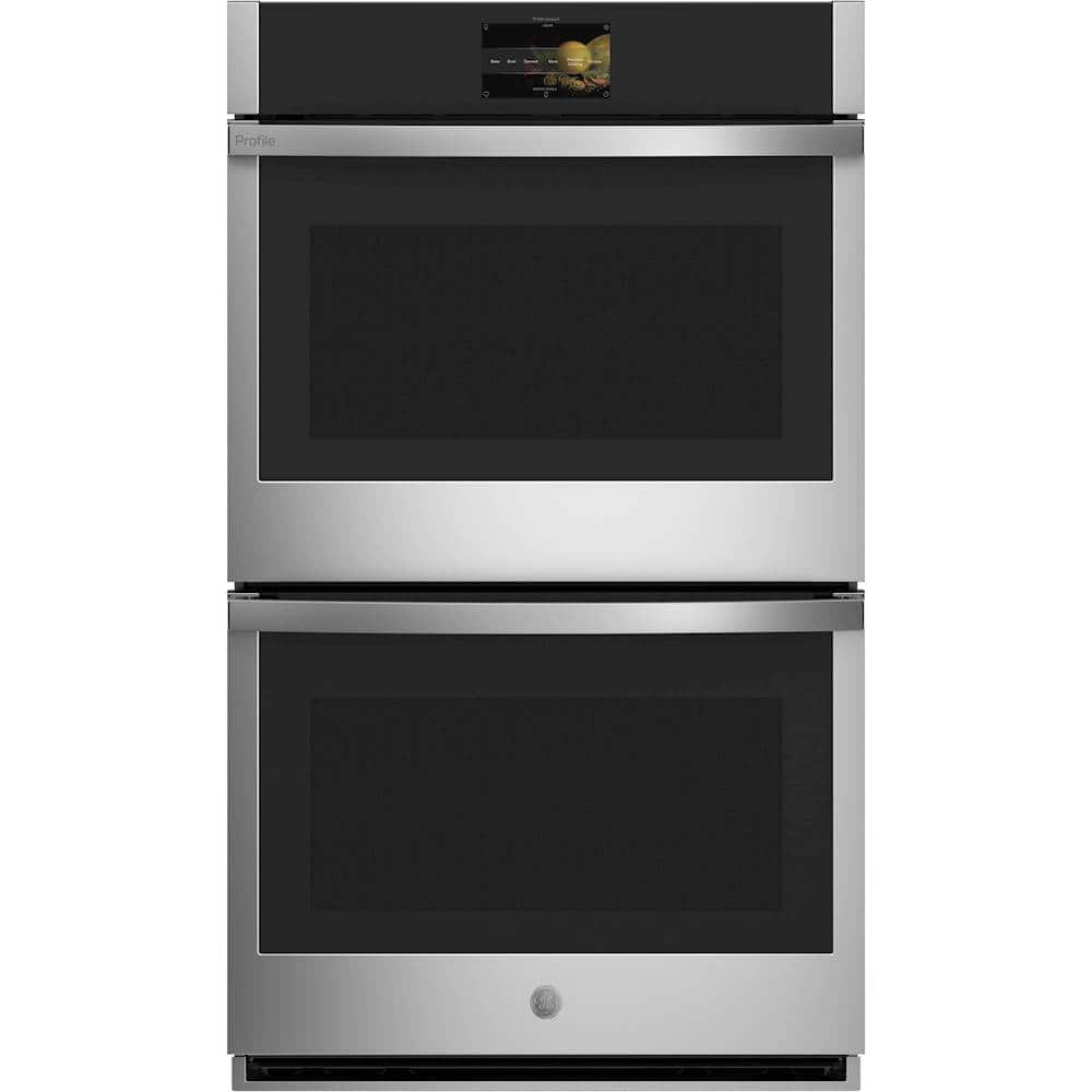 GE Profile - 30" Smart Built-In Double Electric Convection Wall Oven with Air Fry & Precision Cooking - Black Stainless Stee…