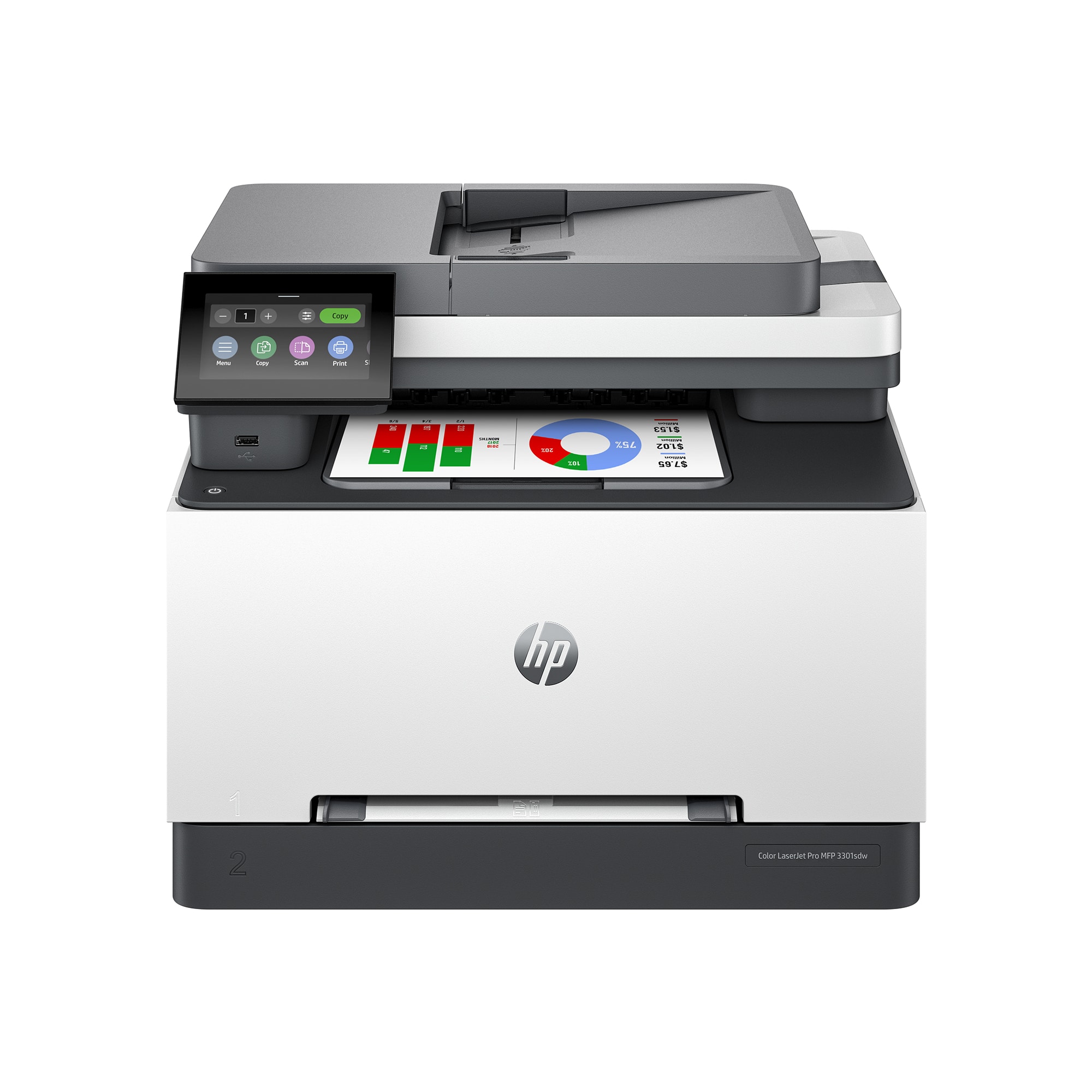 HP - LaserJet Pro MFP 3301sdw Wireless AI-Enabled Color All-in-One Laser Printer - White product image