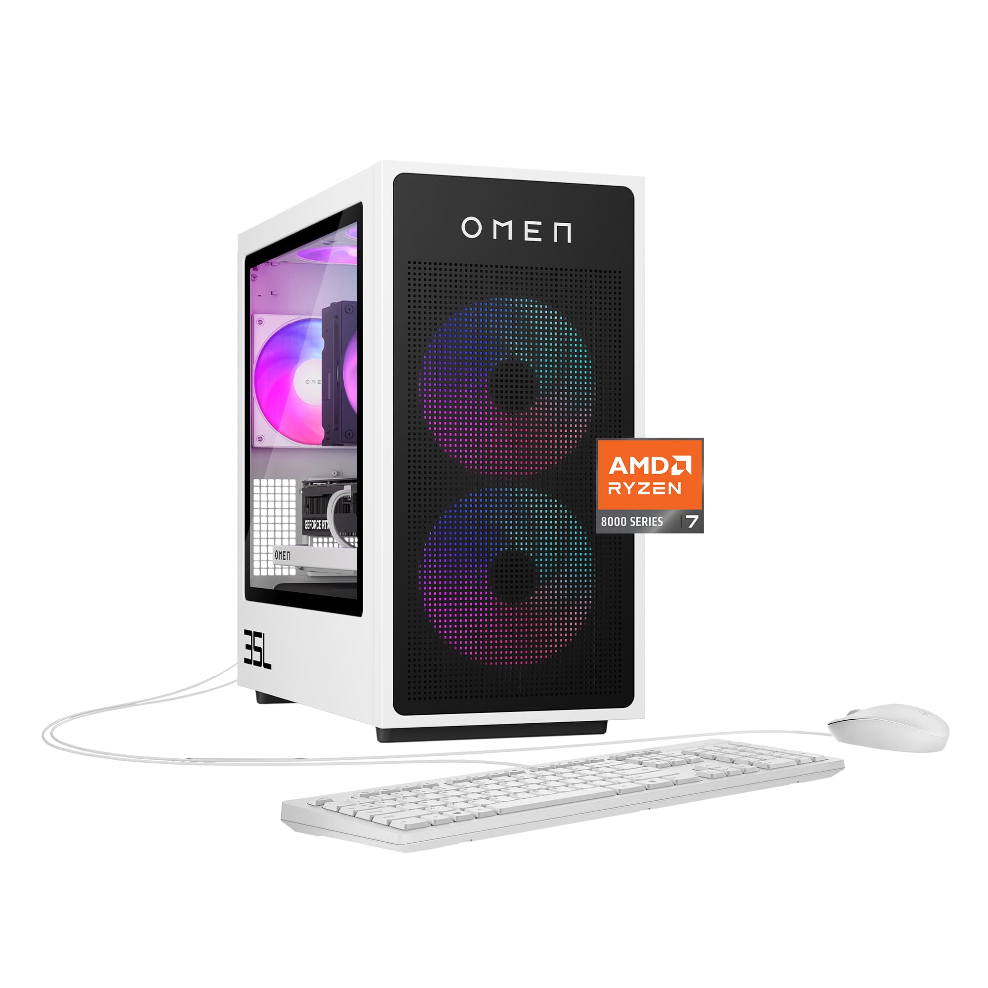HP OMEN - 35L Gaming Desktop - AMD Ryzen 7 8700F 2024 - 32GB DDR5 Memory - NVIDIA GeForce RTX 5070 - 1TB SSD - Panda Metal p…