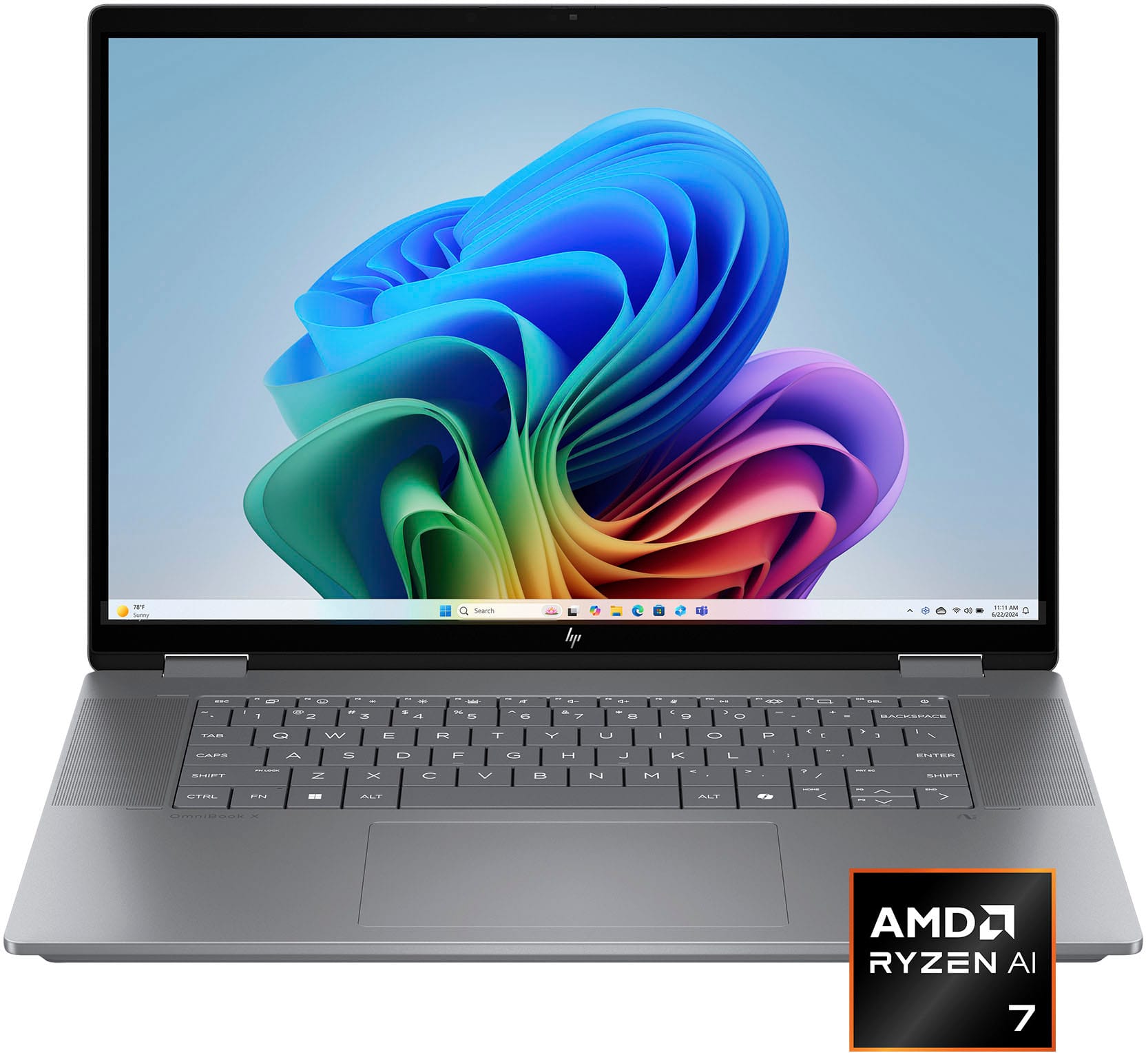 HP - OmniBook X Flip 2-in-1 - Copilot+ PC - 16" 2K Touch-Screen Laptop - AMD Ryzen AI 7 350 2025 - 24GB Memory - 1TB SSD - M…