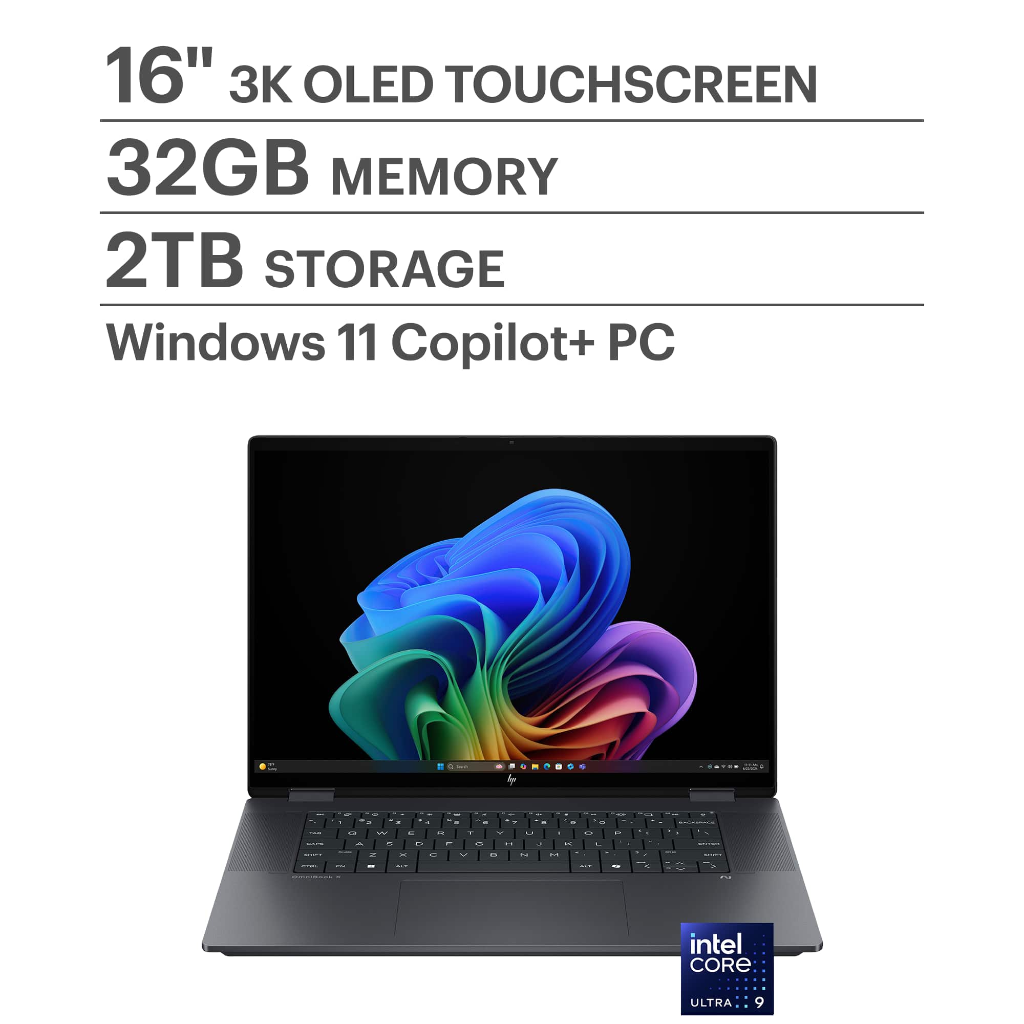 HP - OmniBook X Flip - Copilot+ PC - 16" 3K OLED Touch-Screen Laptop - Intel Core Ultra 9 288V 2024 - 32GB Memory - 2TB SSD…