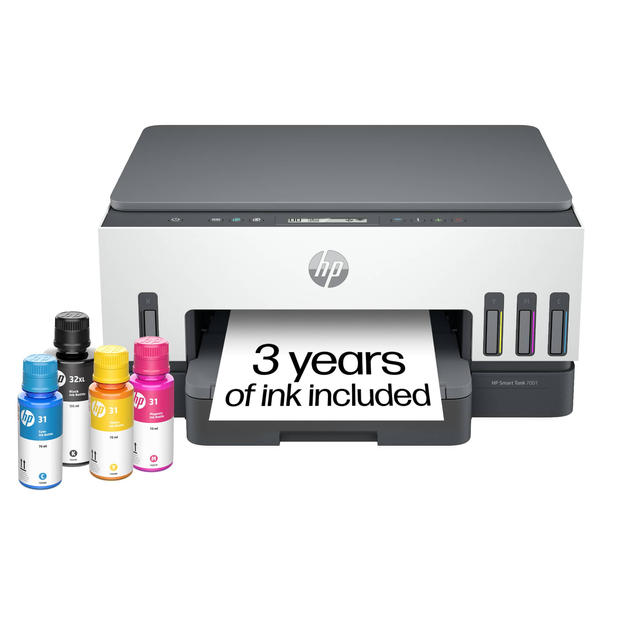 HP - Smart Tank 7001 Wireless AI-Enabled All-In-One Supertank Inkjet Printer with 3 Years of Ink Included¹ - White & Slate p…