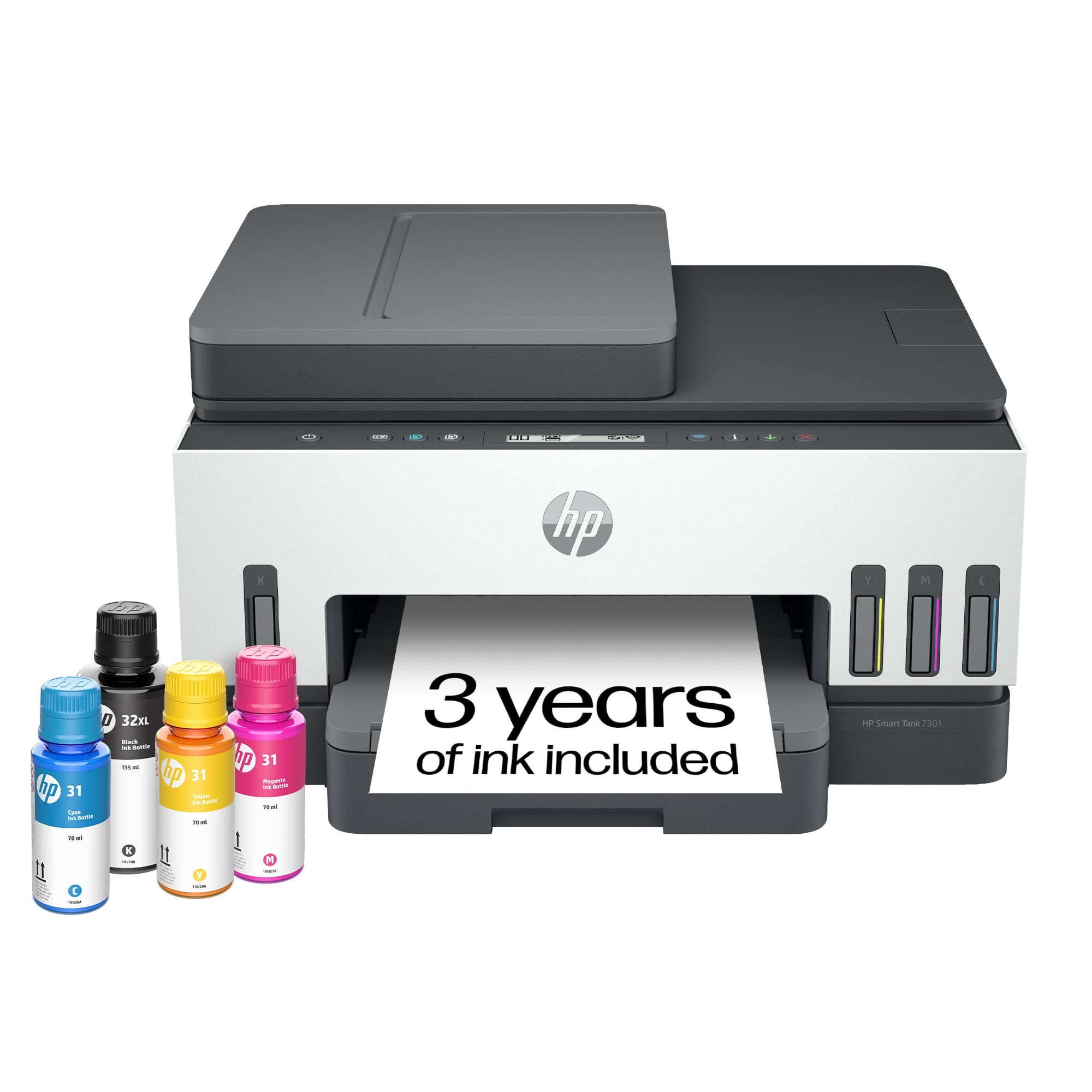 HP - Smart Tank 7301 Wireless AI-Enabled All-in-One Cartridge-Free Supertank Inkjet Printer with 3 Years of Ink Included¹ -…