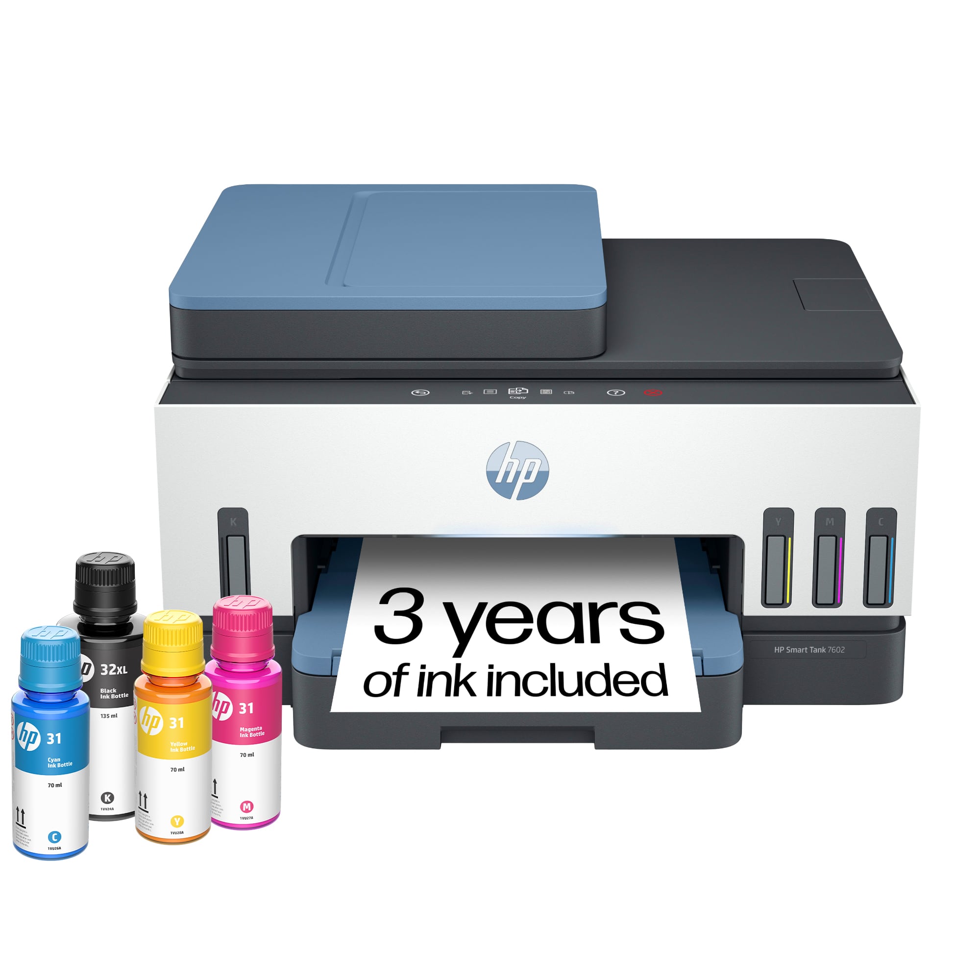 HP - Smart Tank 7602 Wireless AI-Enabled All-in-One Cartridge-Free Supertank Inkjet Printer with 3 Years of Ink Included¹ -…