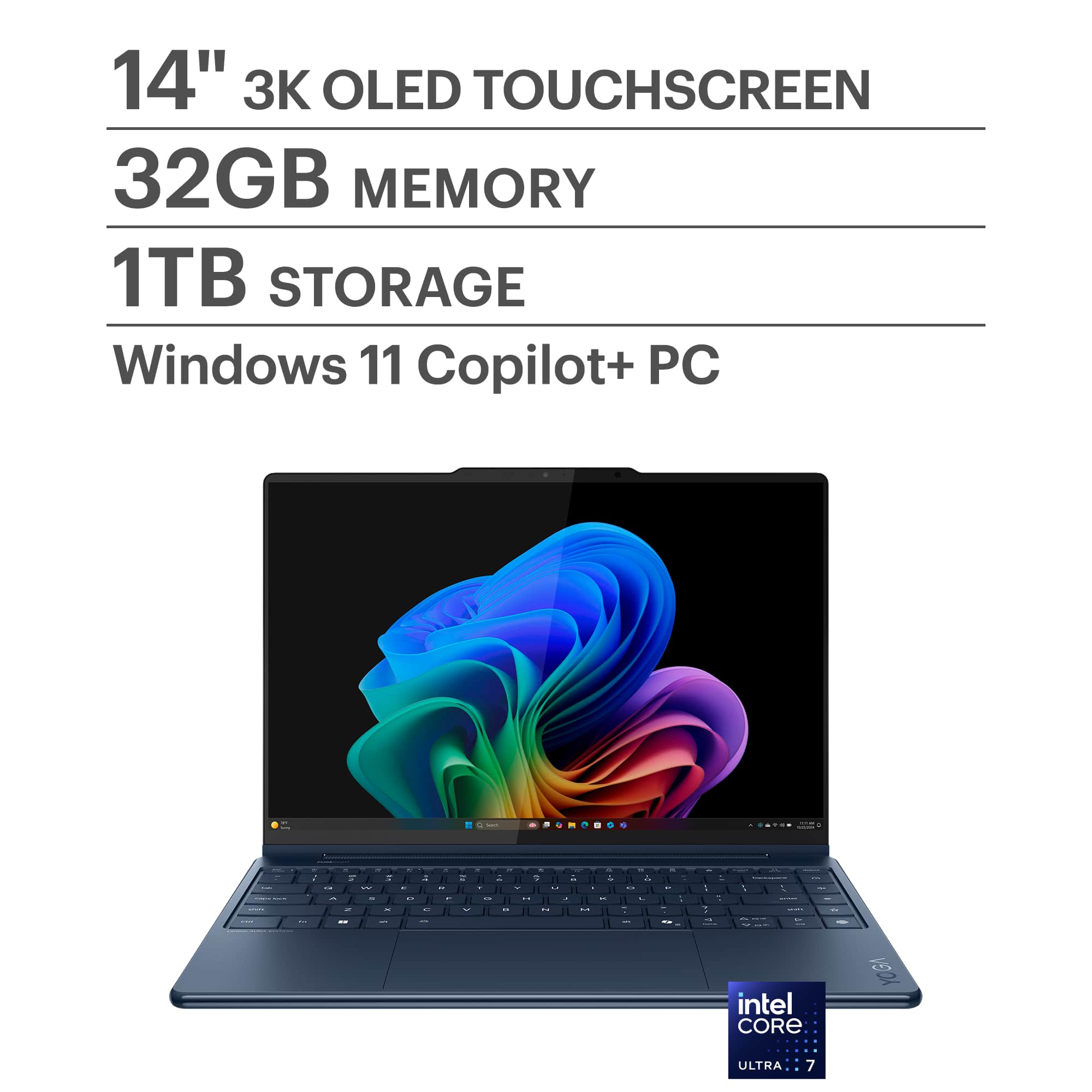 Lenovo - Yoga 9i 2-in-1 Aura Edition - Copilot+ PC - 14" 3K 120Hz OLED Touchscreen Laptop - Intel Core Ultra 7 258V - 32GB -…