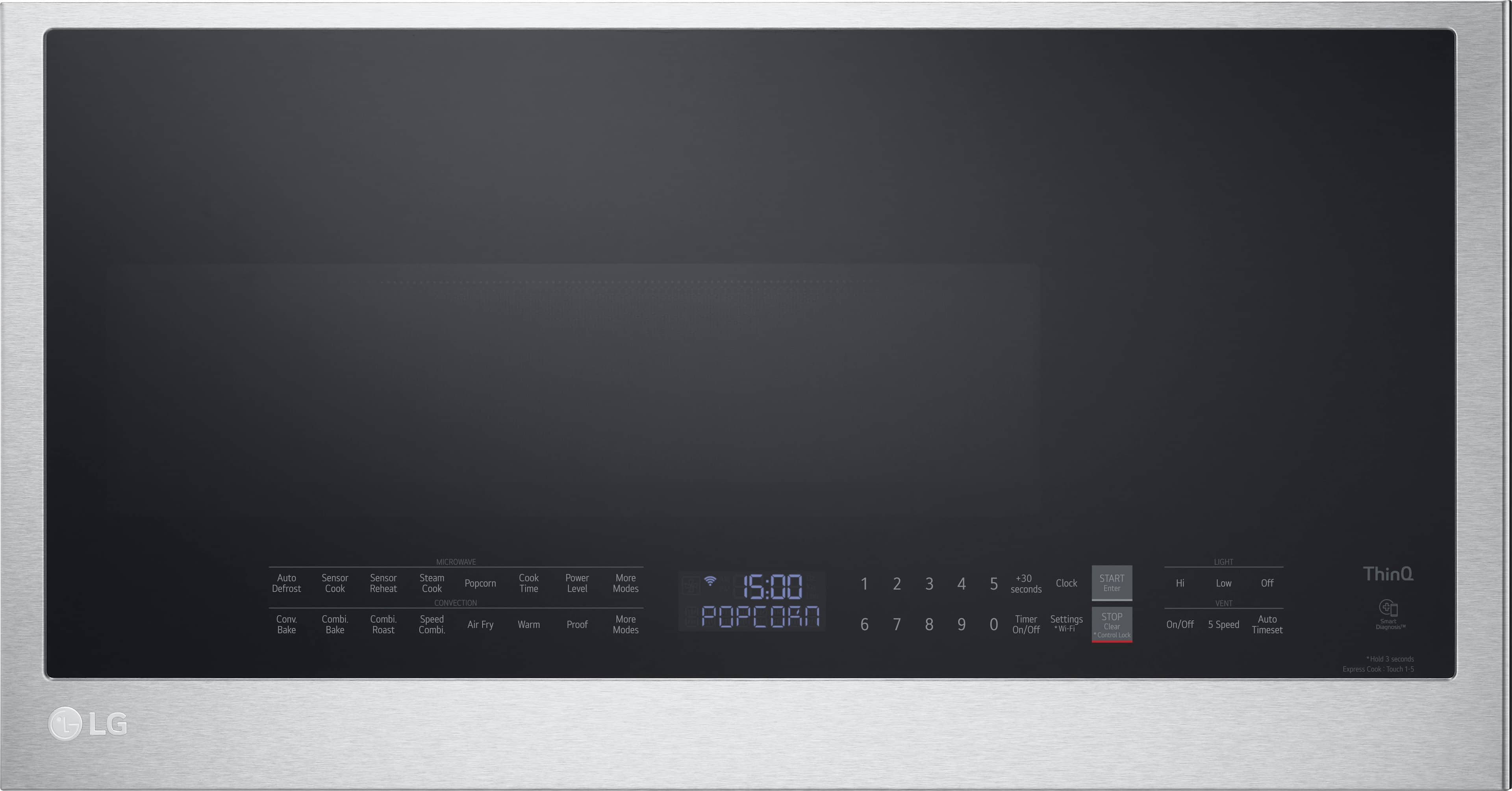 LG - 1.7 Cu. Ft. Convection Over-the-Range Smart Microwave with Sensor Cooking and Air Fry - Black Stainless Steel product i…
