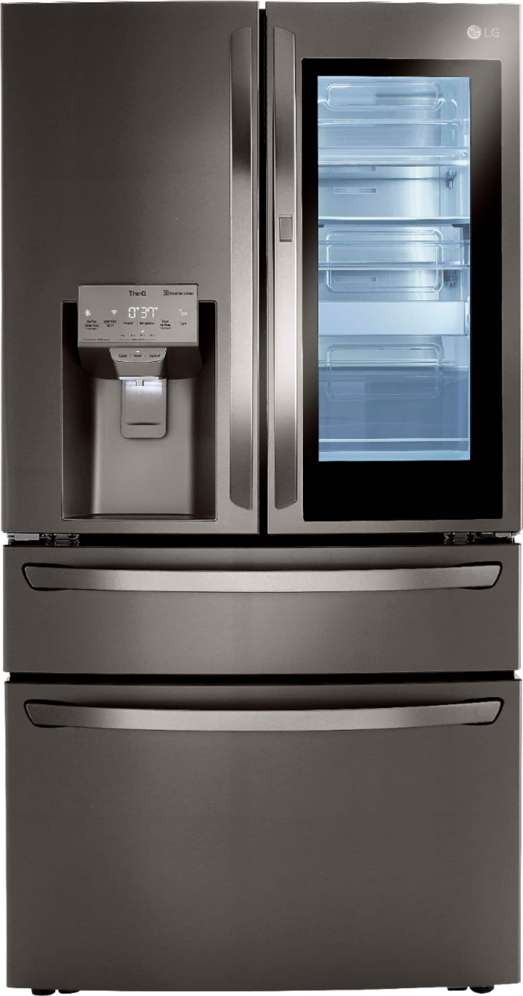LG - 22.5 Cu. Ft. 4-Door French Door-in-Door Counter-Depth Smart Refrigerator with Craft Ice - Black Stainless Steel product…
