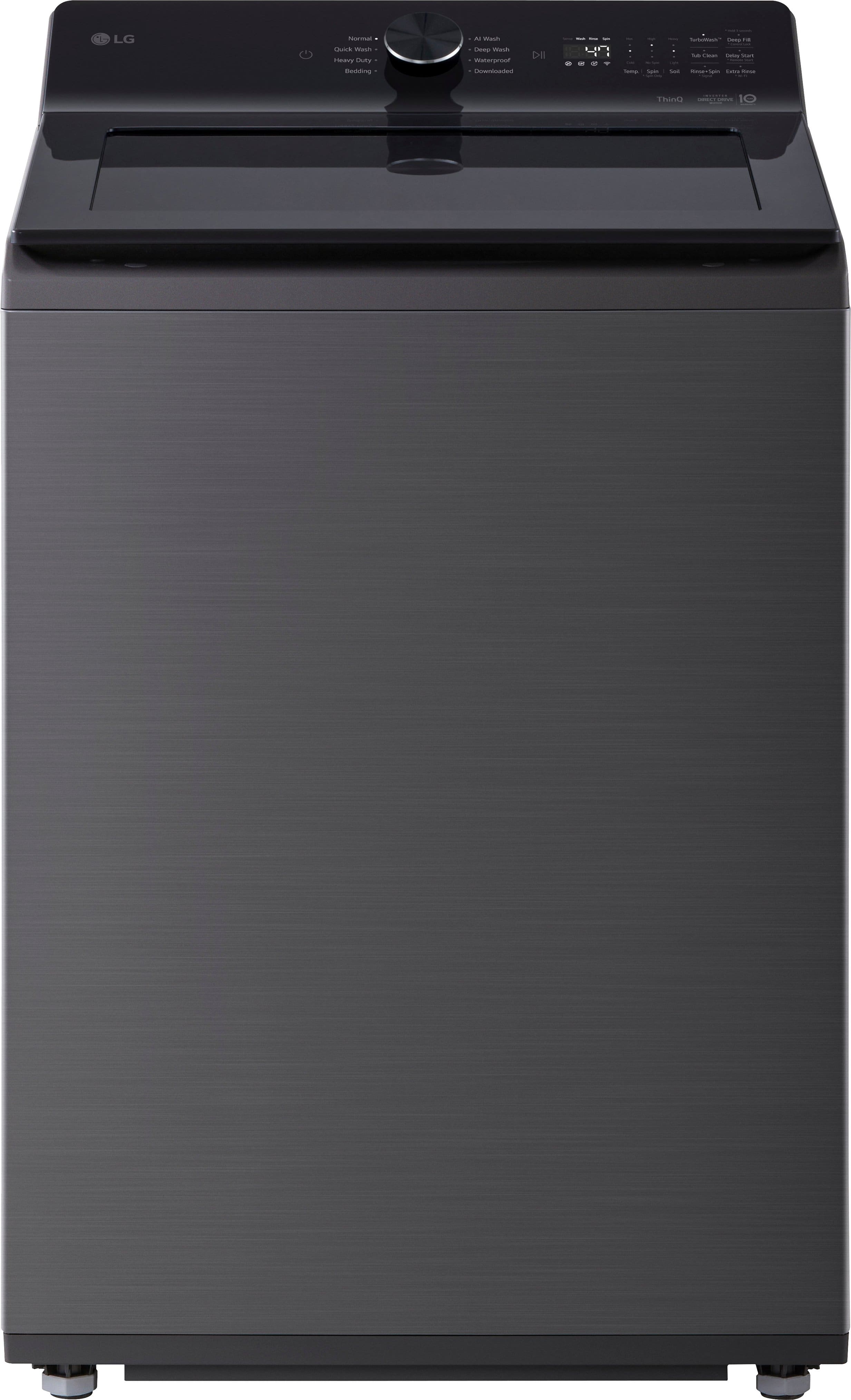 LG - 4.8 Cu. Ft. High-Efficiency Smart Top Load Washer with EasyUnload - Platinum Black product image