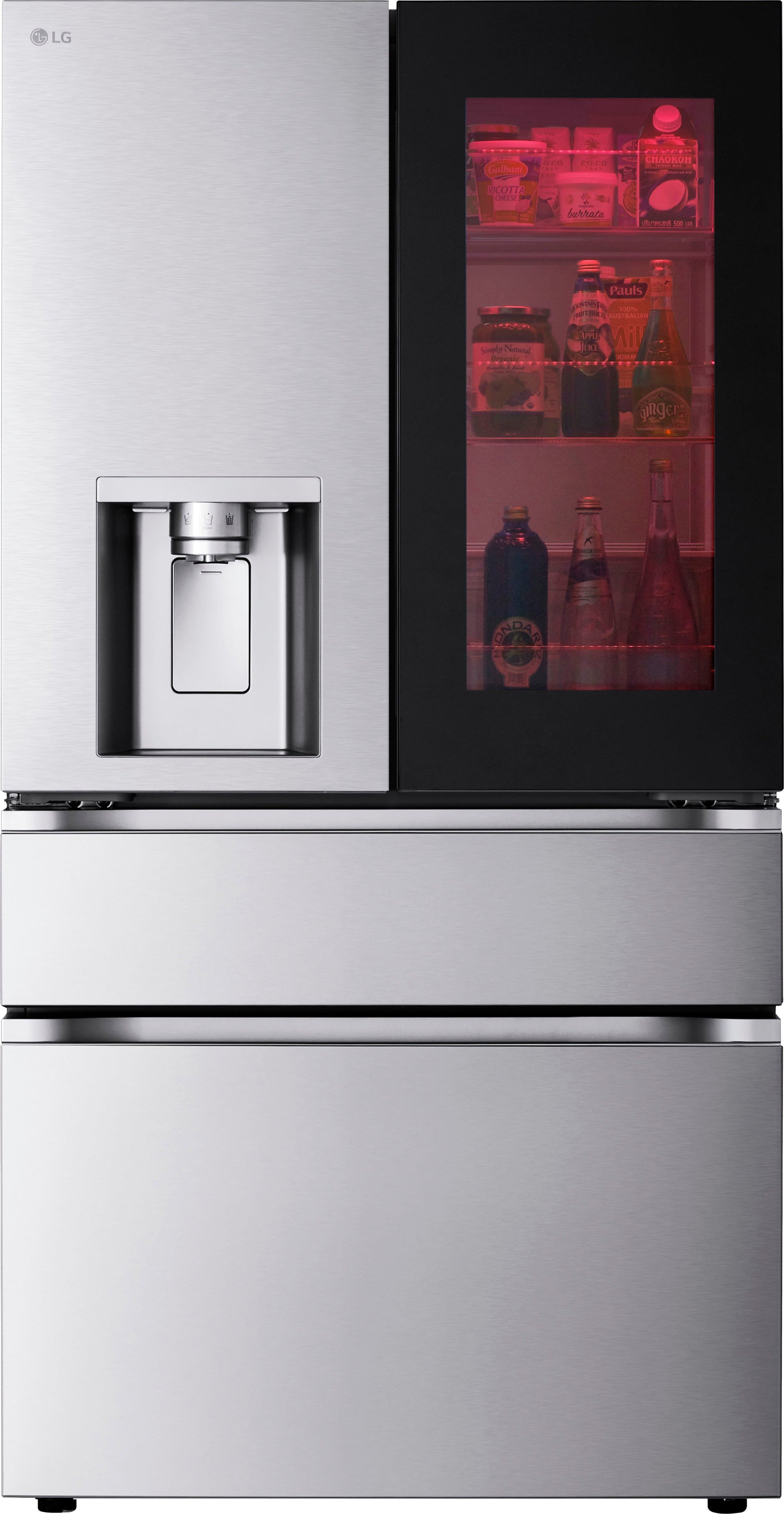 LG - Standard-Depth MAX 28.6 Cu. Ft. 4-Door French Door-in-Door Smart Refrigerator with InstaView MyColor - Stainless Steel…