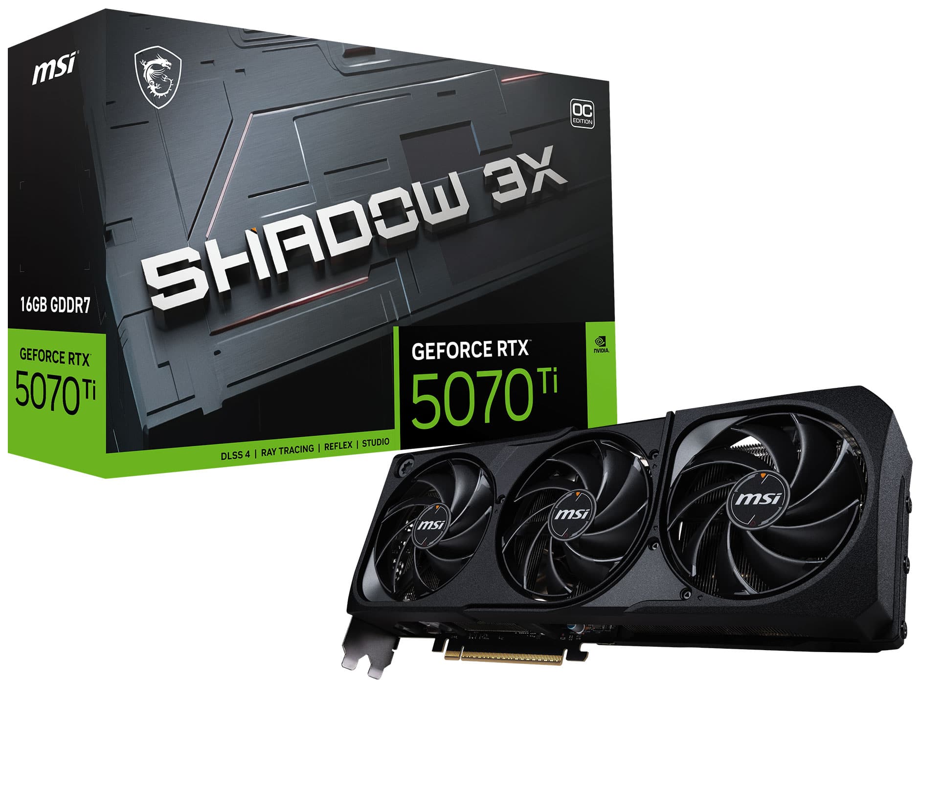 MSI - NVIDIA GeForce GeForce RTX 5070 TI 16G SHADOW 3X OC 16GB GDDR7 PCI Express Gen 5 Graphics Card - Black product image