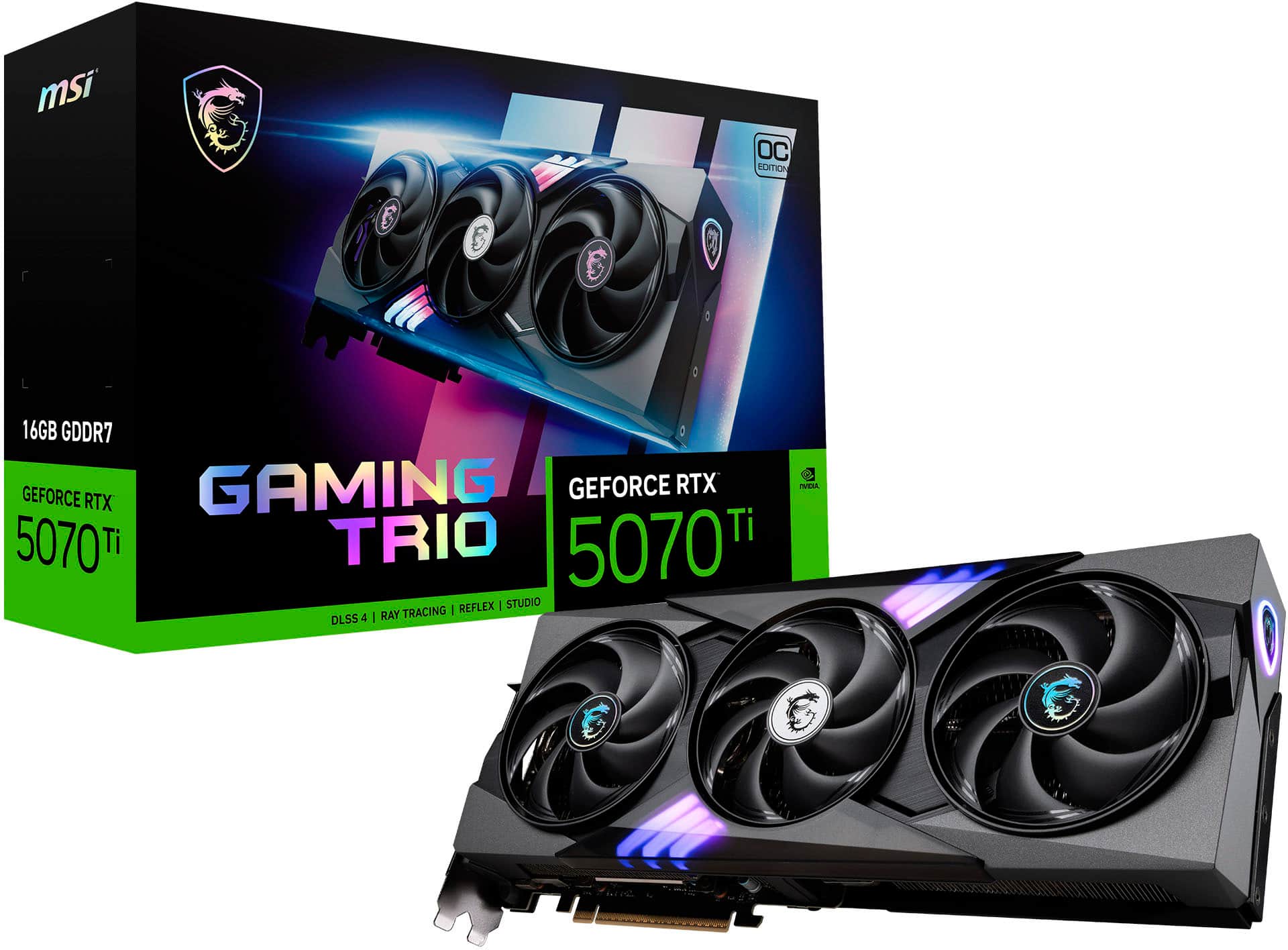 MSI - NVIDIA GeForce RTX 5070 Ti 16G GAMING TRIO OC 16GB GDDR7 PCI Express Gen 5 Graphics Card - Black product image