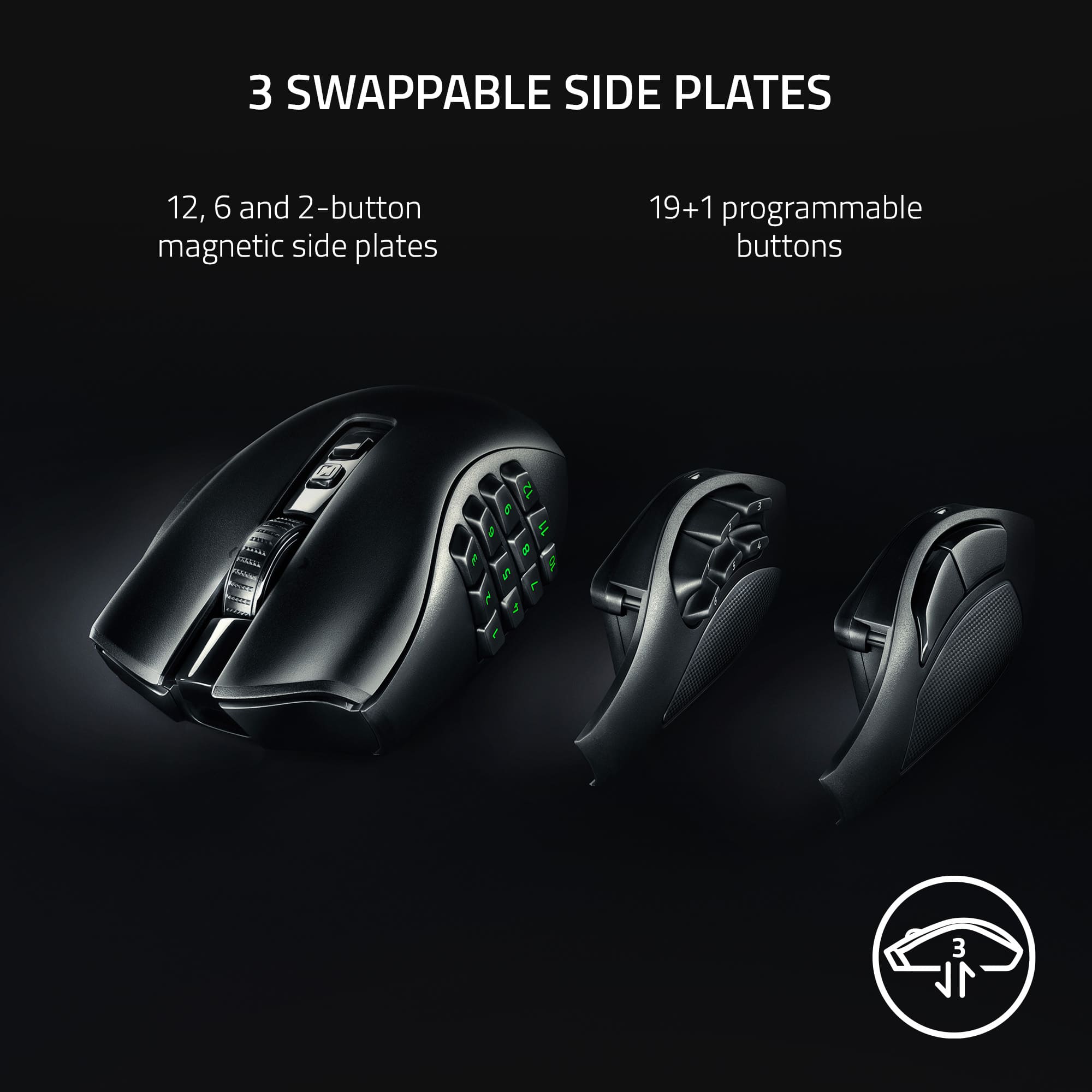 Razer - Naga V2 Pro MMO Optical Gaming Mouse with Interchangeable Side Plates in 2, 6, 12 Button Configurations - Wireless -…