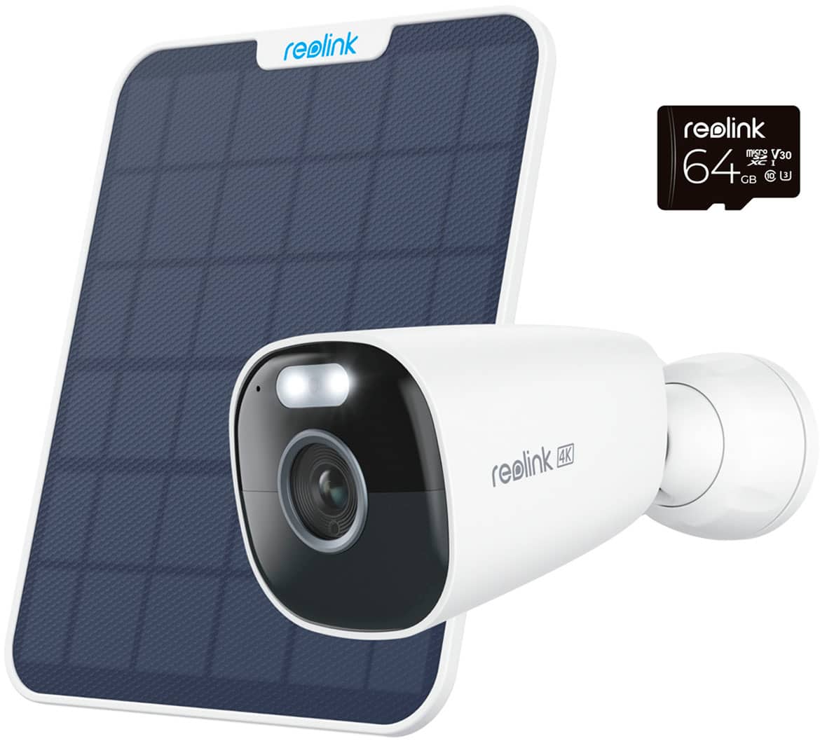 Reolink - Argus Series B360 Outdoor 4K Security Camera with 64GB MicroSD, Solar Panel charged Battery & Color Night Vision -…