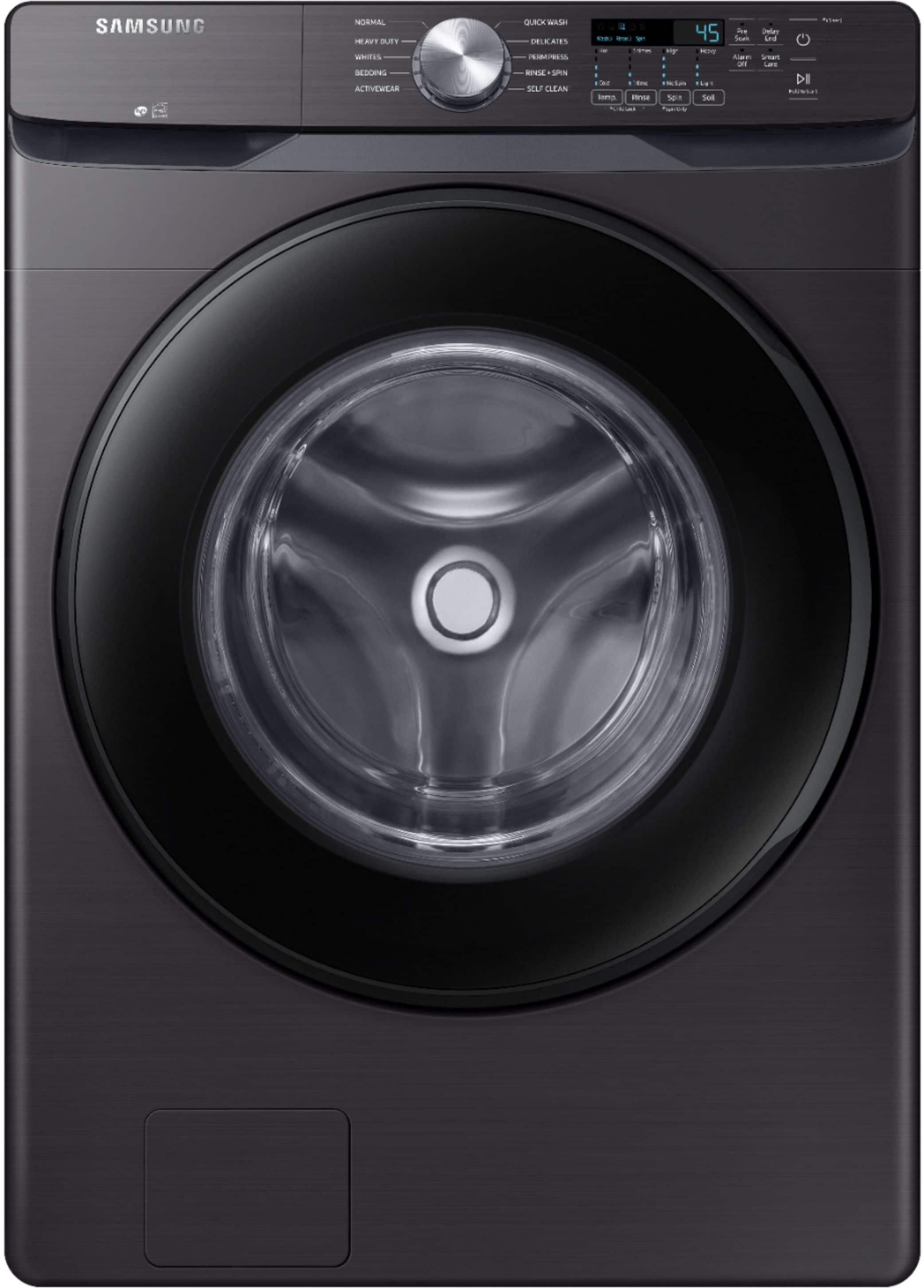 Samsung - 4.5 Cu. Ft. High Efficiency Stackable Smart Front Load Washer with Vibration Reduction Technology+ - Black Stainle…