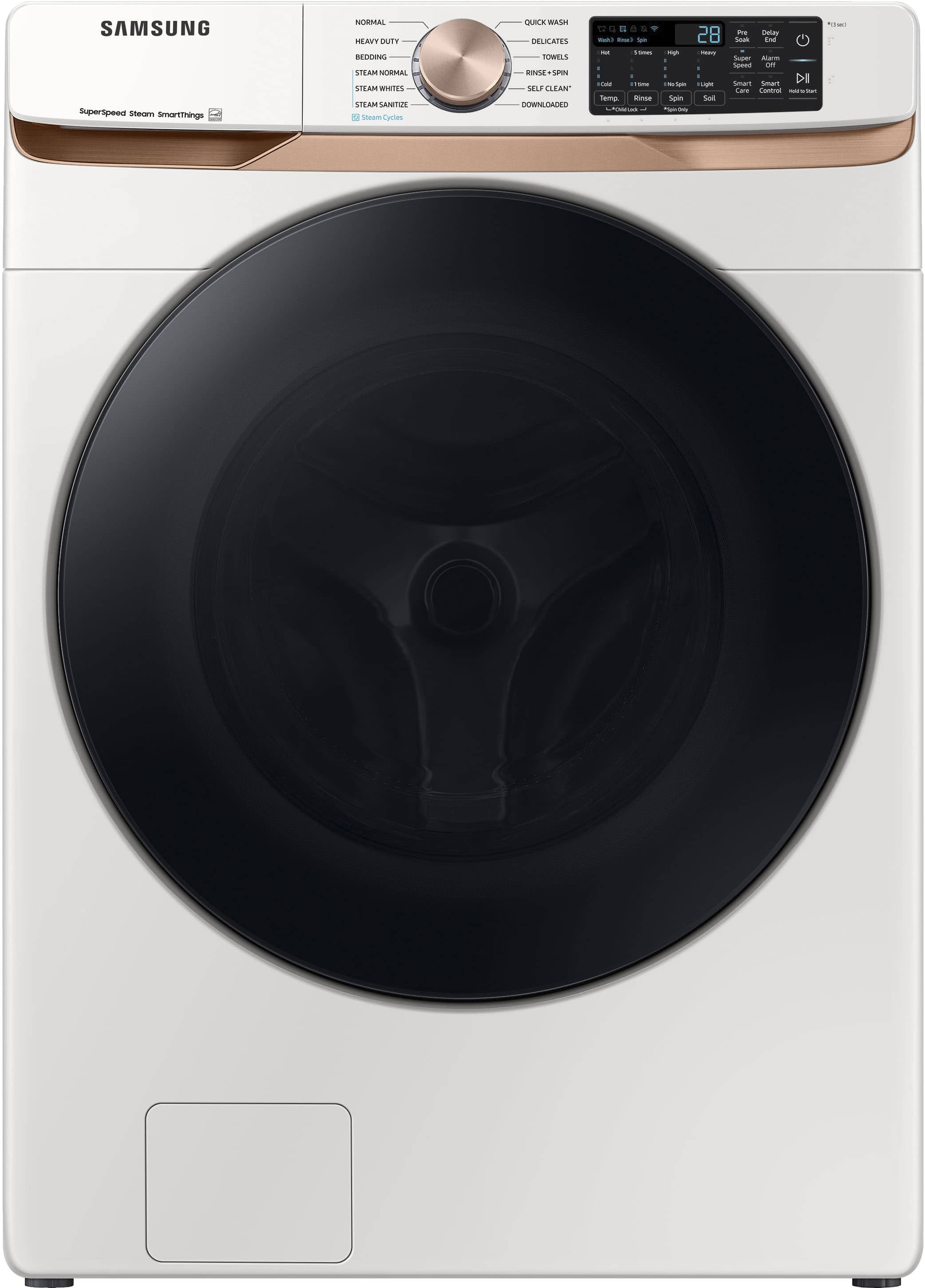 Samsung - 5.0 Cu. Ft. High-Efficiency Stackable Smart Front Load Washer with Steam and Super Speed Wash - Brushed Black prod…