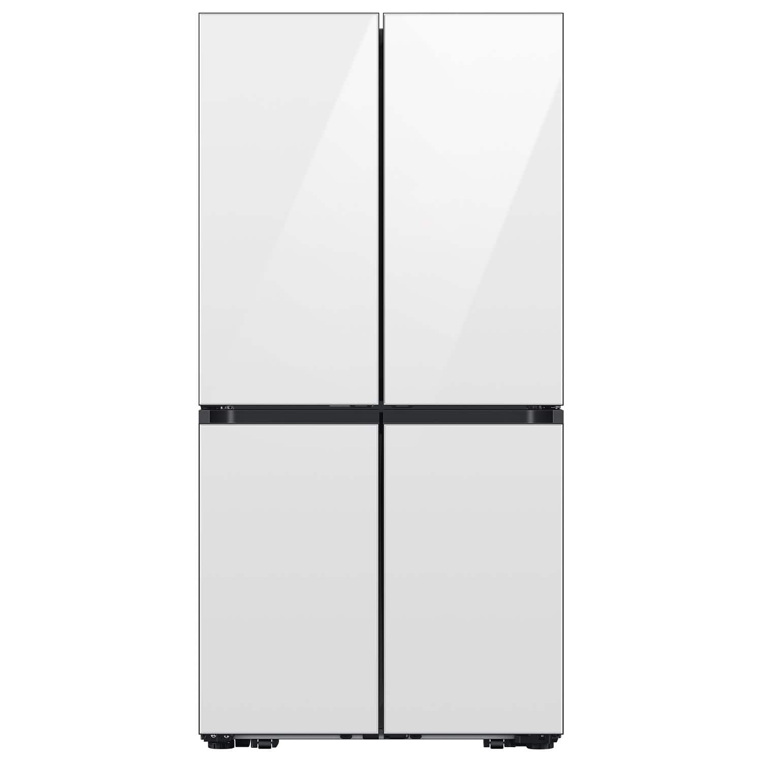 Samsung - Bespoke 22 cu. ft. Counter Depth 4-Door French Door Refrigerator with Zero Clearance Fit - White Glass product ima…