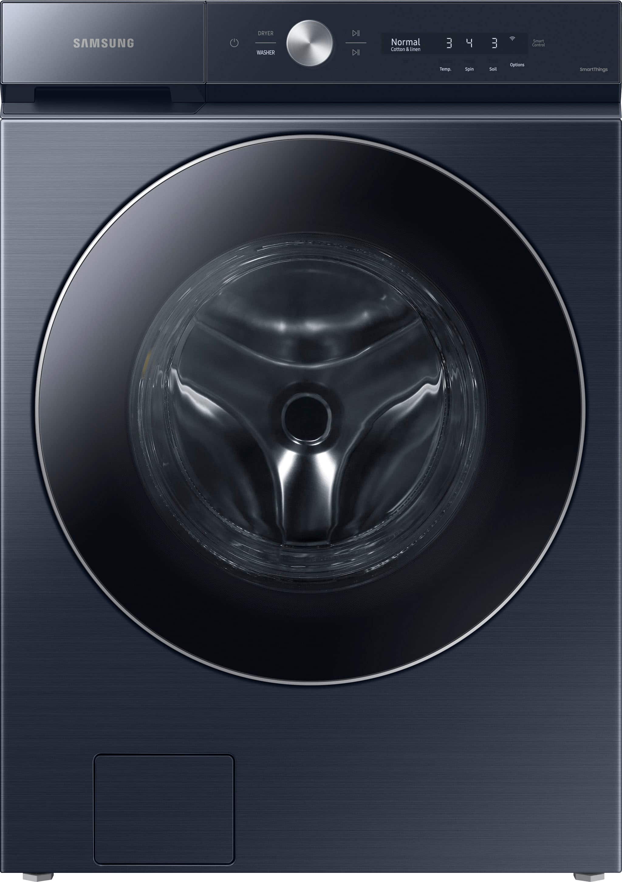 Samsung - BESPOKE 5.3 Cu. Ft. High-Efficiency Stackable Smart Front Load Washer with Steam and AI OptiWash - Brushed Navy pr…