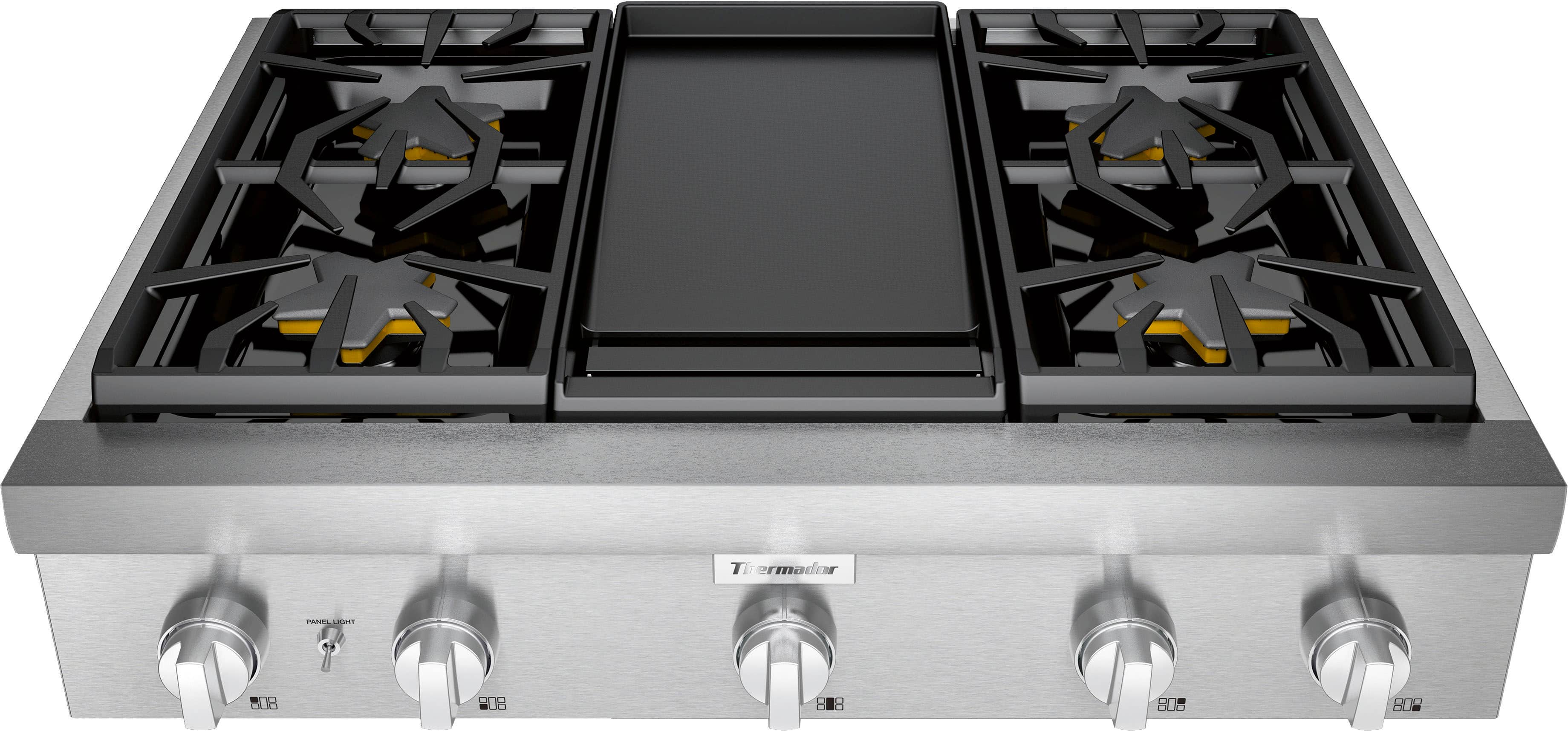 Thermador - Professional 36" Gas Rangetop with 4 Pedestal Star Burners, Griddle and LP Conversion - Silver product image